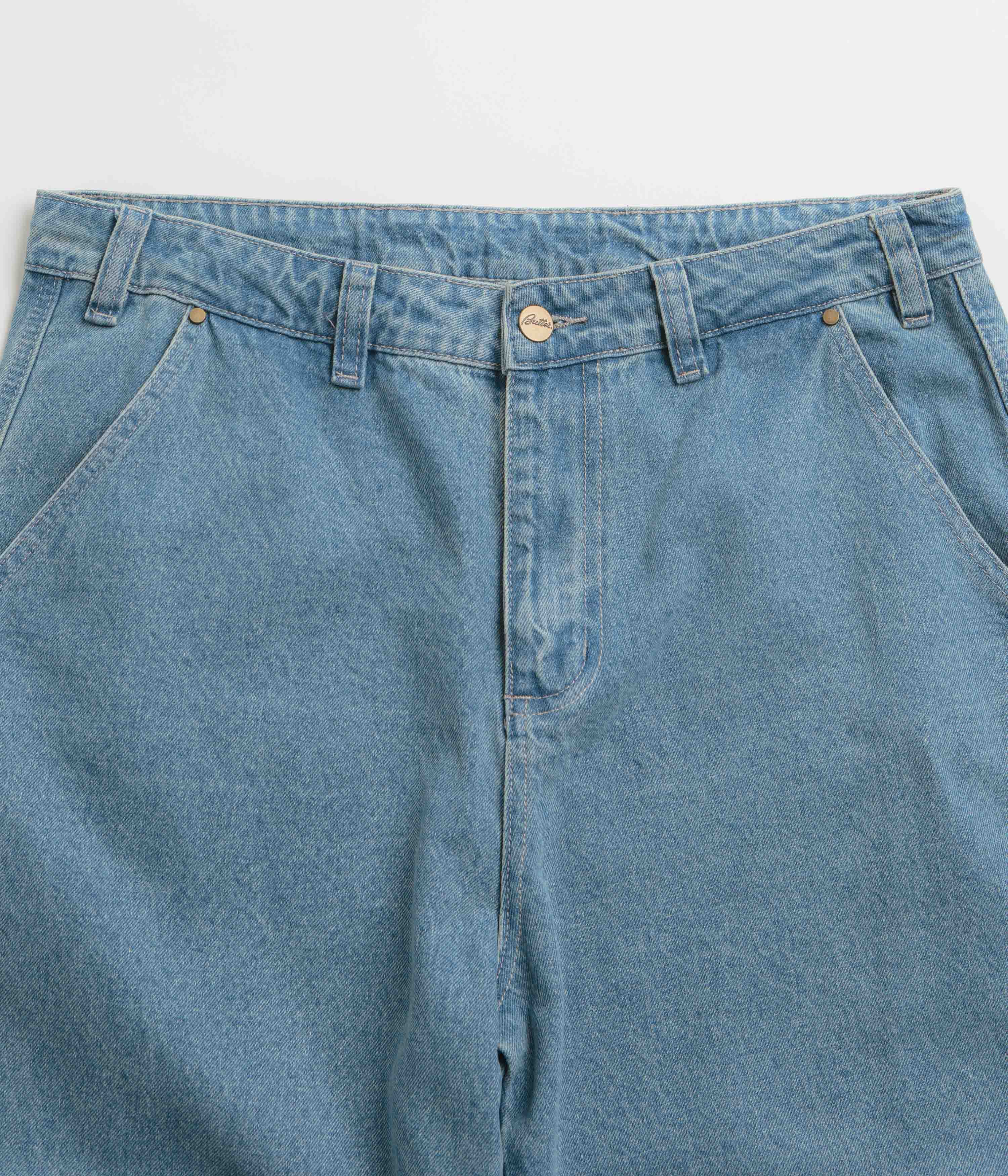 Butter Goods Distressed Washed Indigo Work Pants - Baggy Style