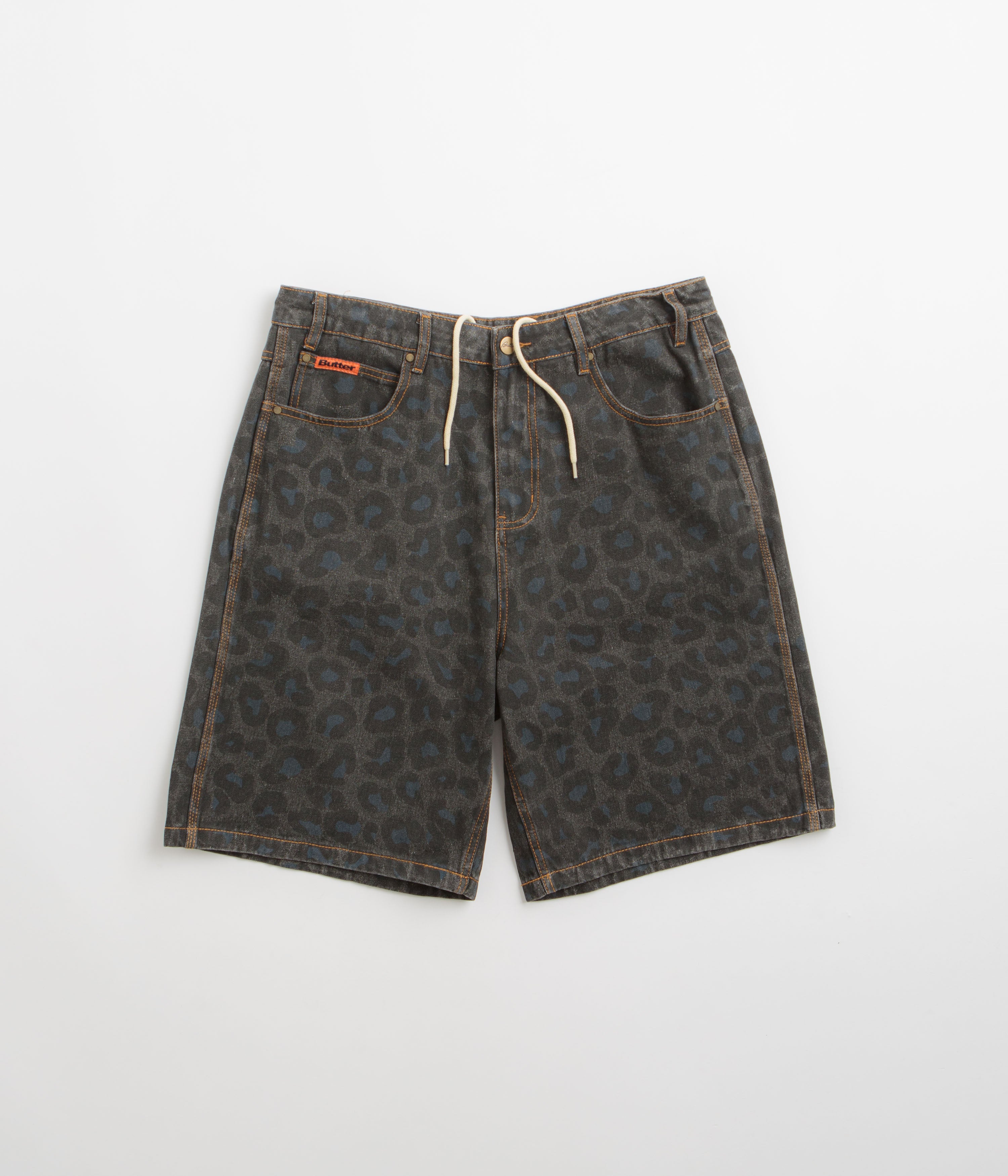 Butter Goods Black Leopard Print Denim Shorts - Irresistible Style!