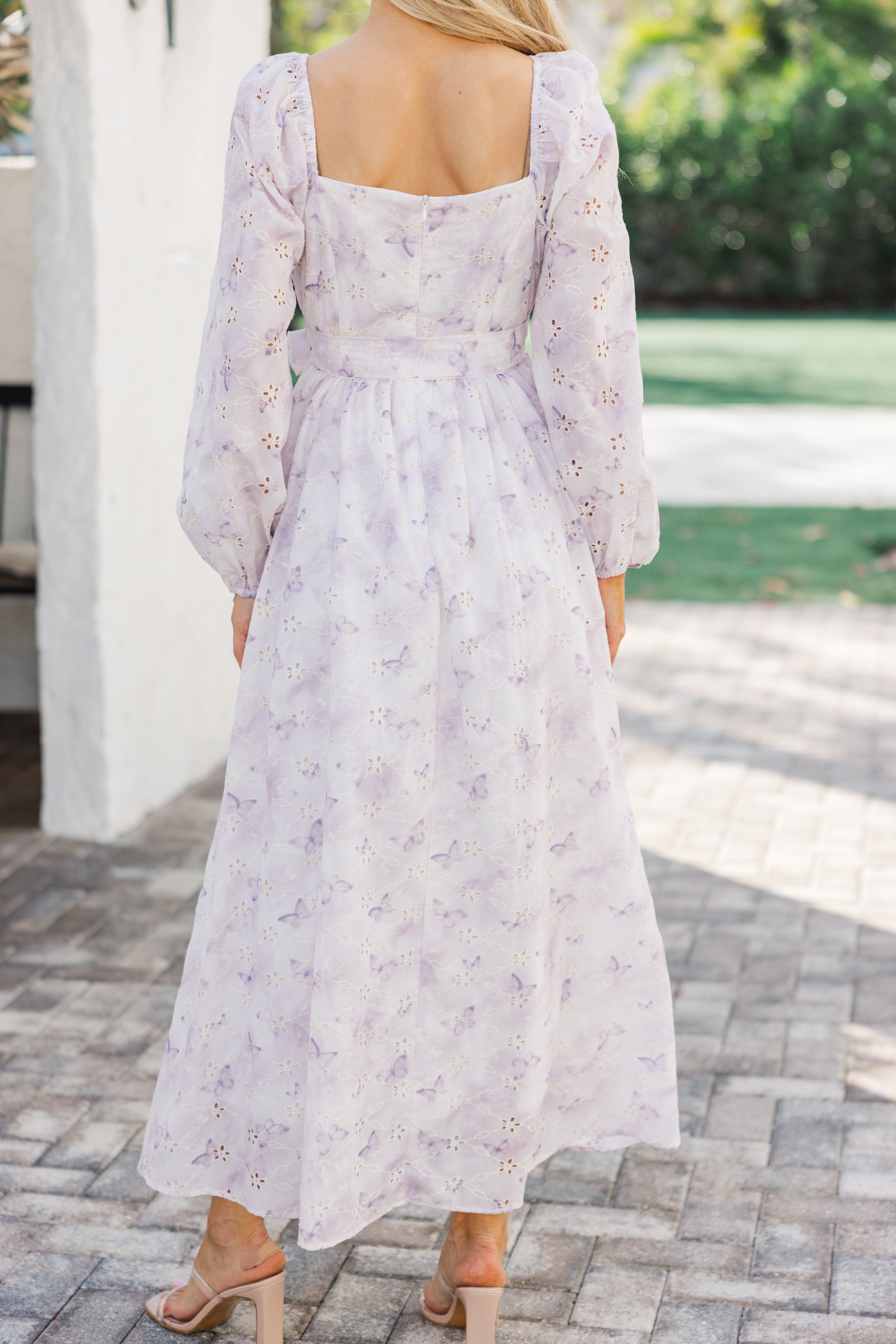 Enchanting Sweet Lavender Eyelet Midi Dress