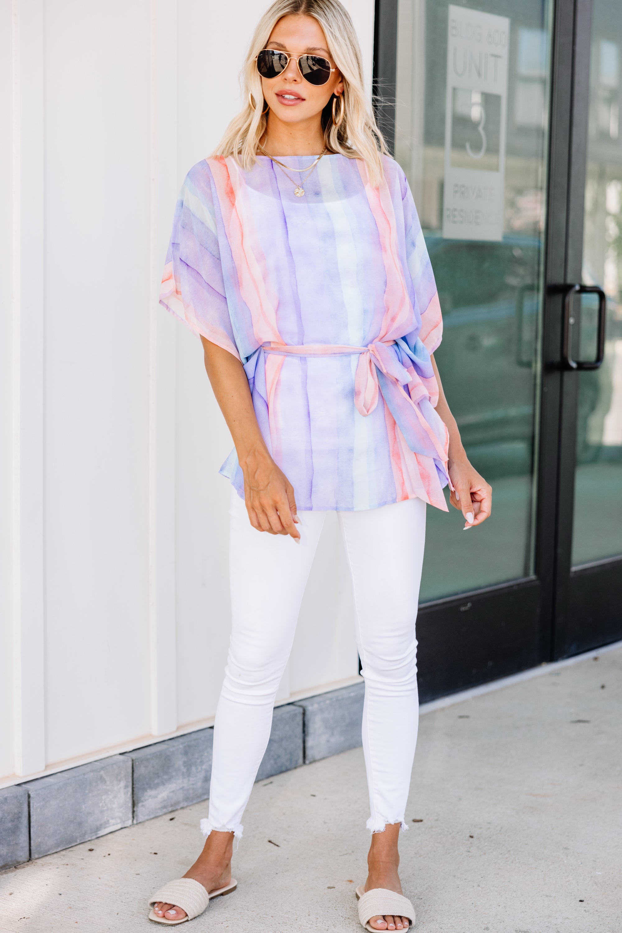 Enchanting Lavender Purple Striped Blouse