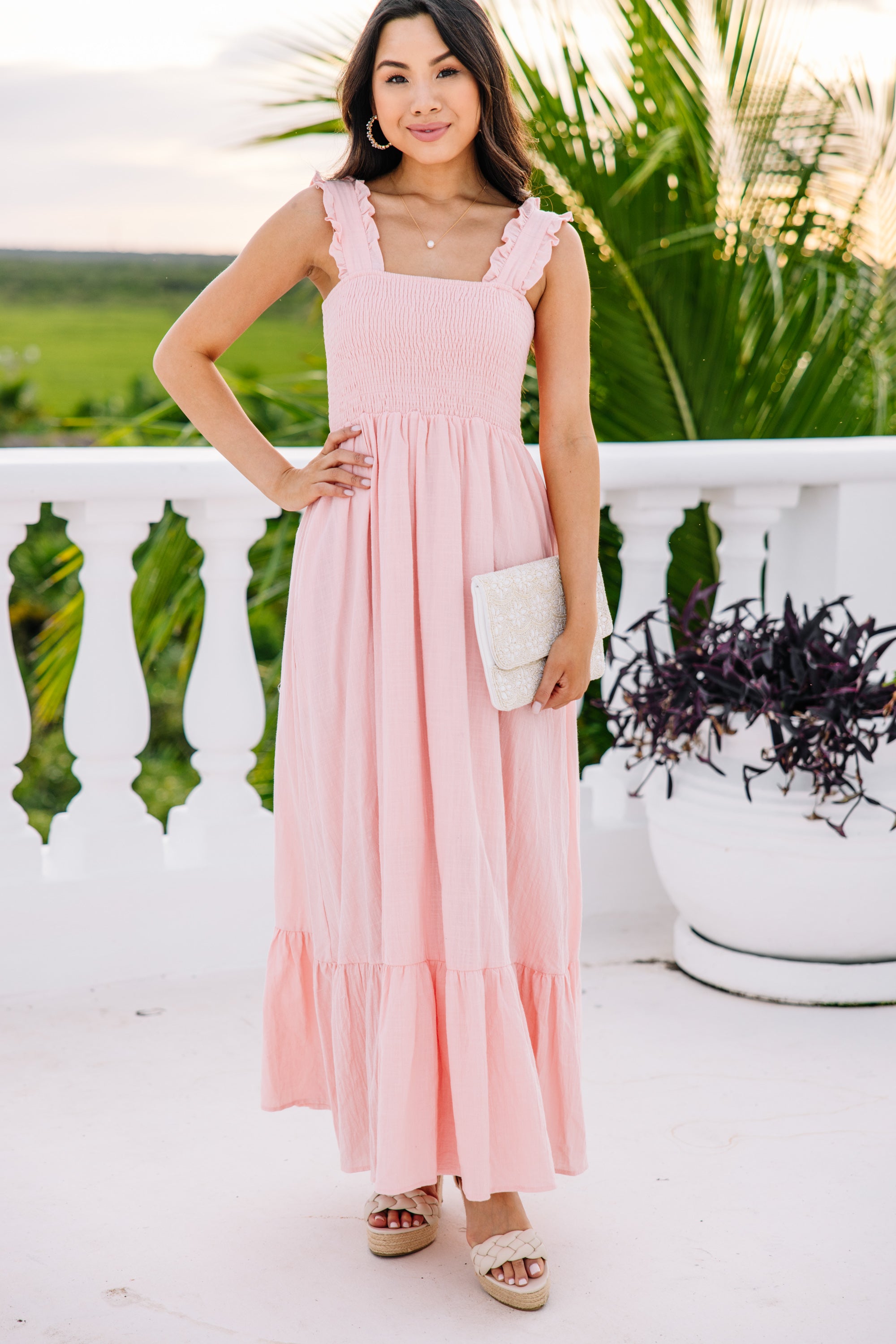 Irresistible Blush Pink Smocked Maxi Dress for Dreamy Dates