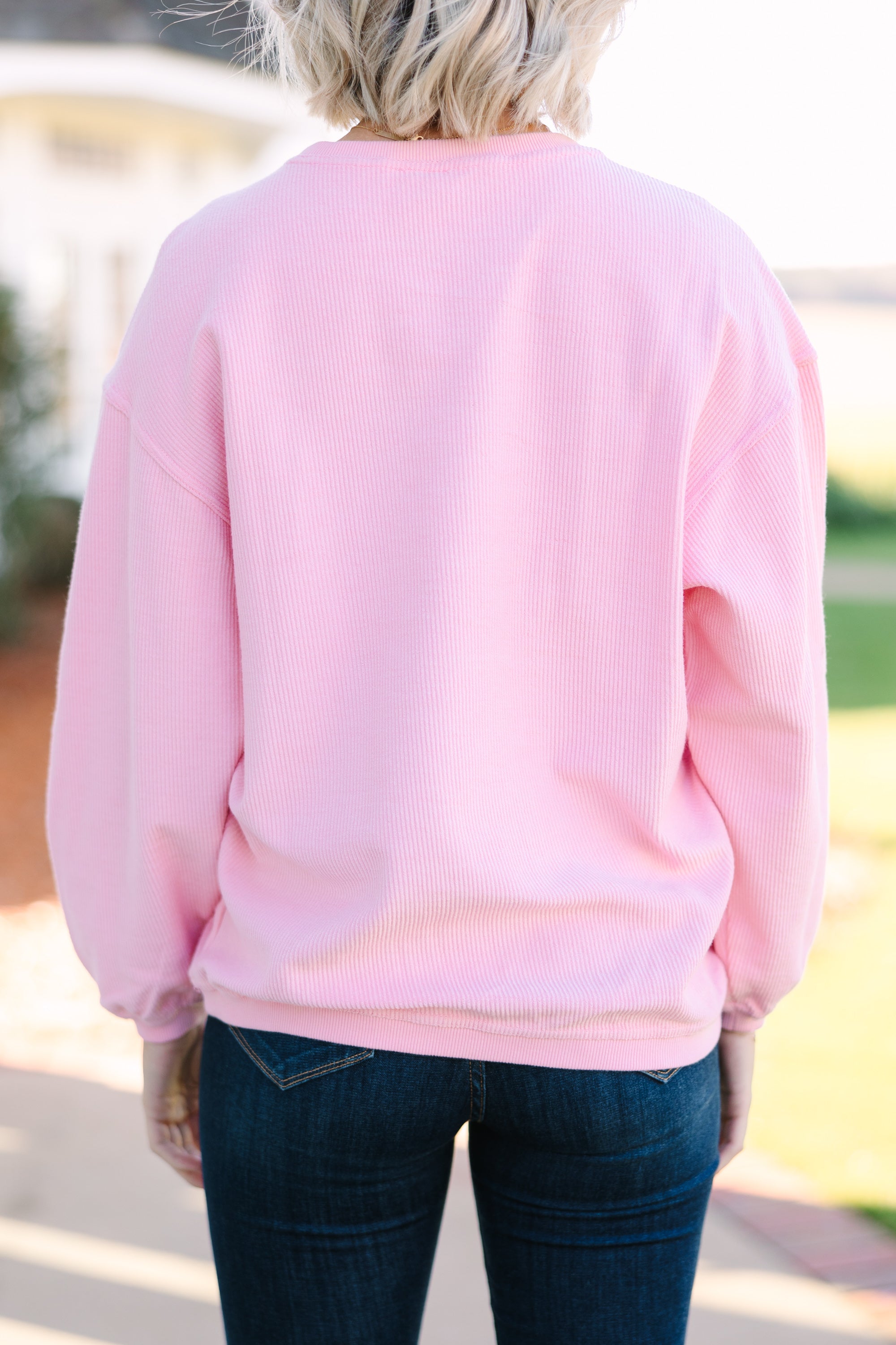 Adorable Be Mine Blush Pink Embroidered Sweatshirt - Grab Yours Now!