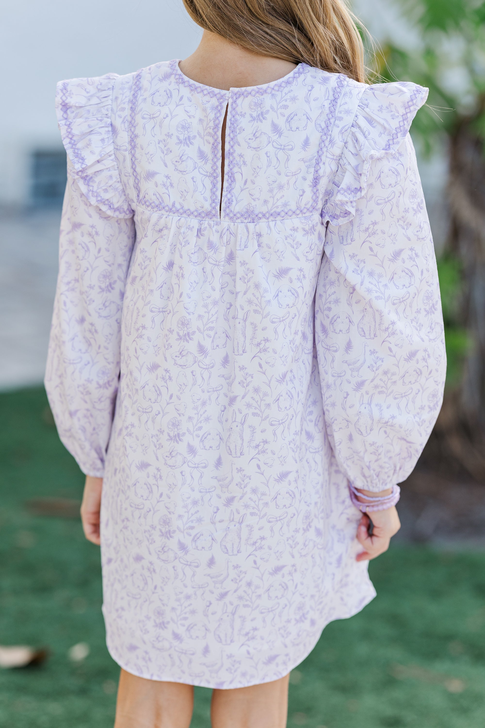 Girls' Enchanting Lavender Toile Babydoll Easter Dress