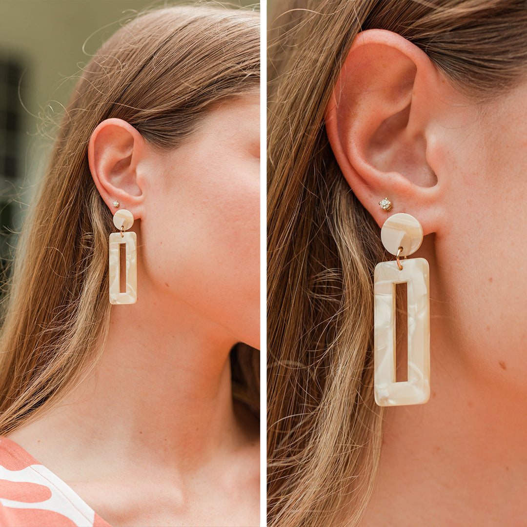 Love-Ensuring Cream White Geometric Earrings