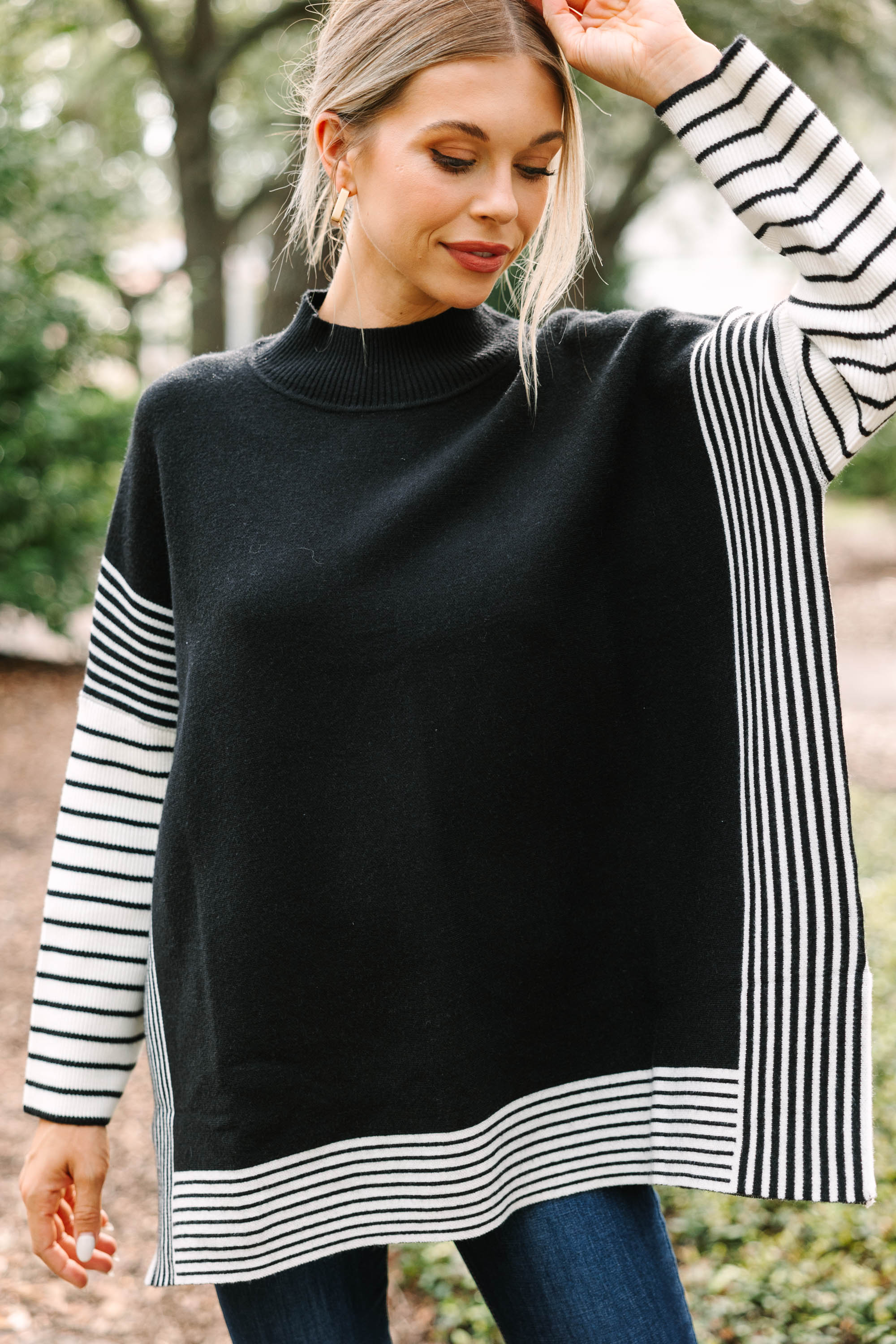 Stunning All-In-Black Striped Tunic