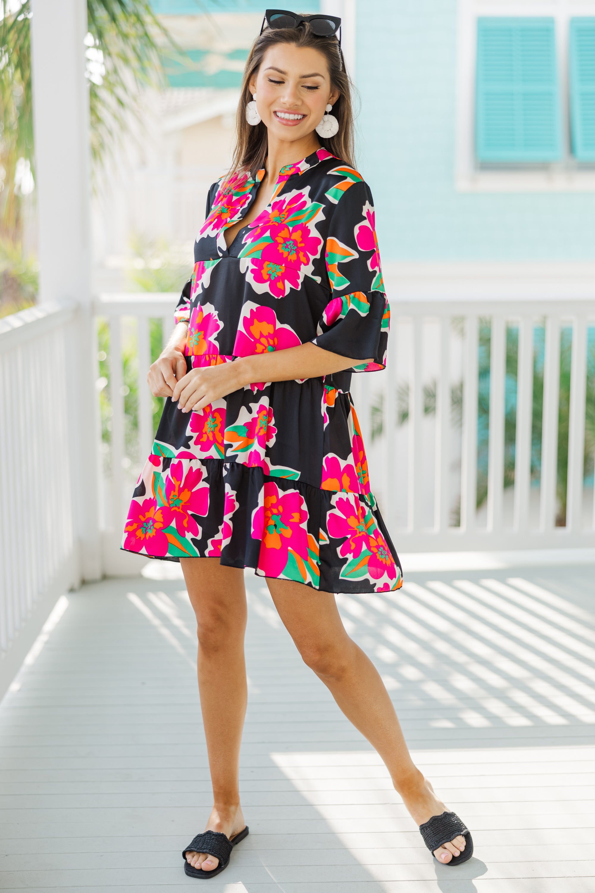 Enchanting Love-Inspired Black Floral Dress