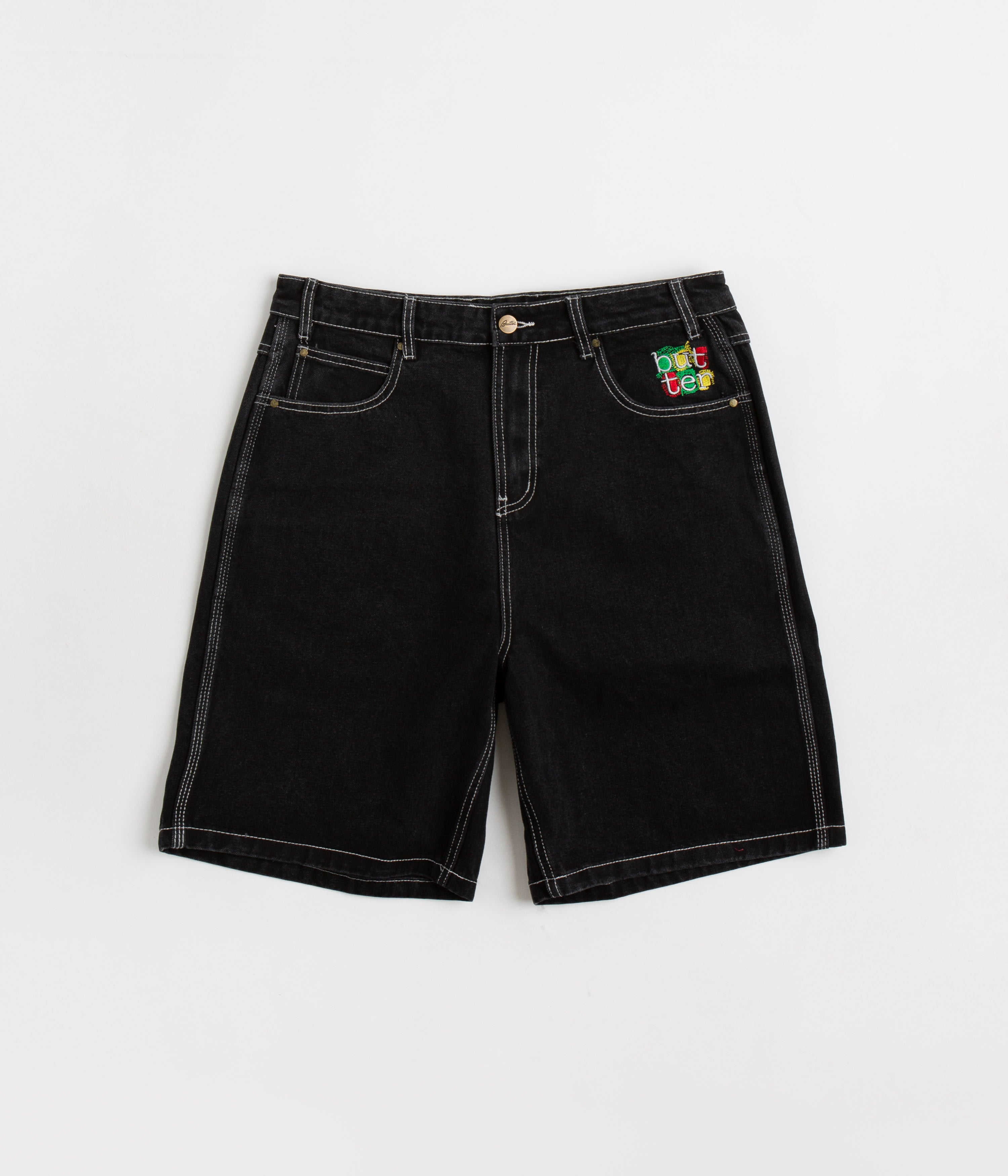 Butter Goods Flat Black Scribble Denim Shorts - A Must - Have!