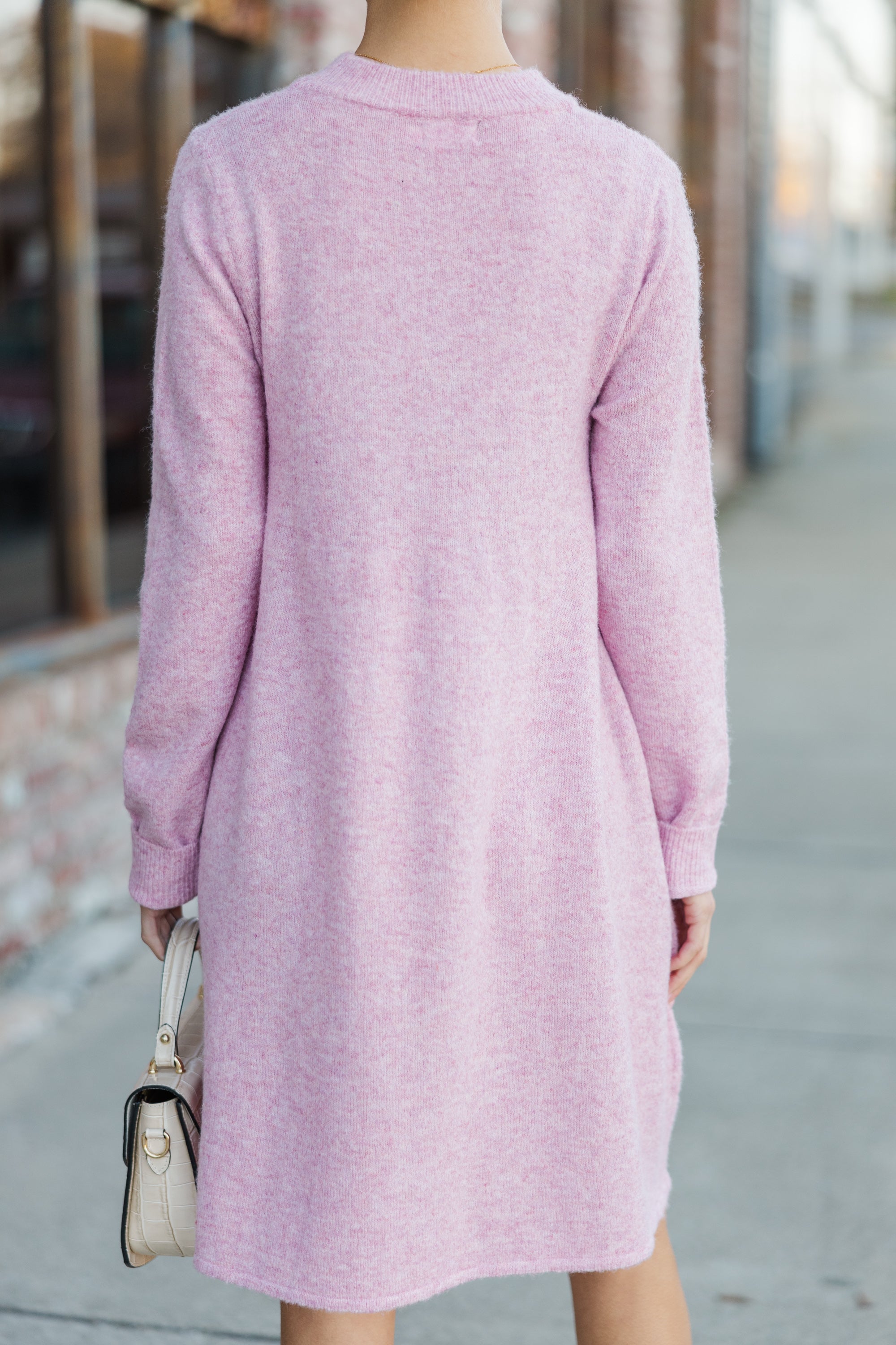 Be The One: Enchanting Pink Babydoll Sweater Dress