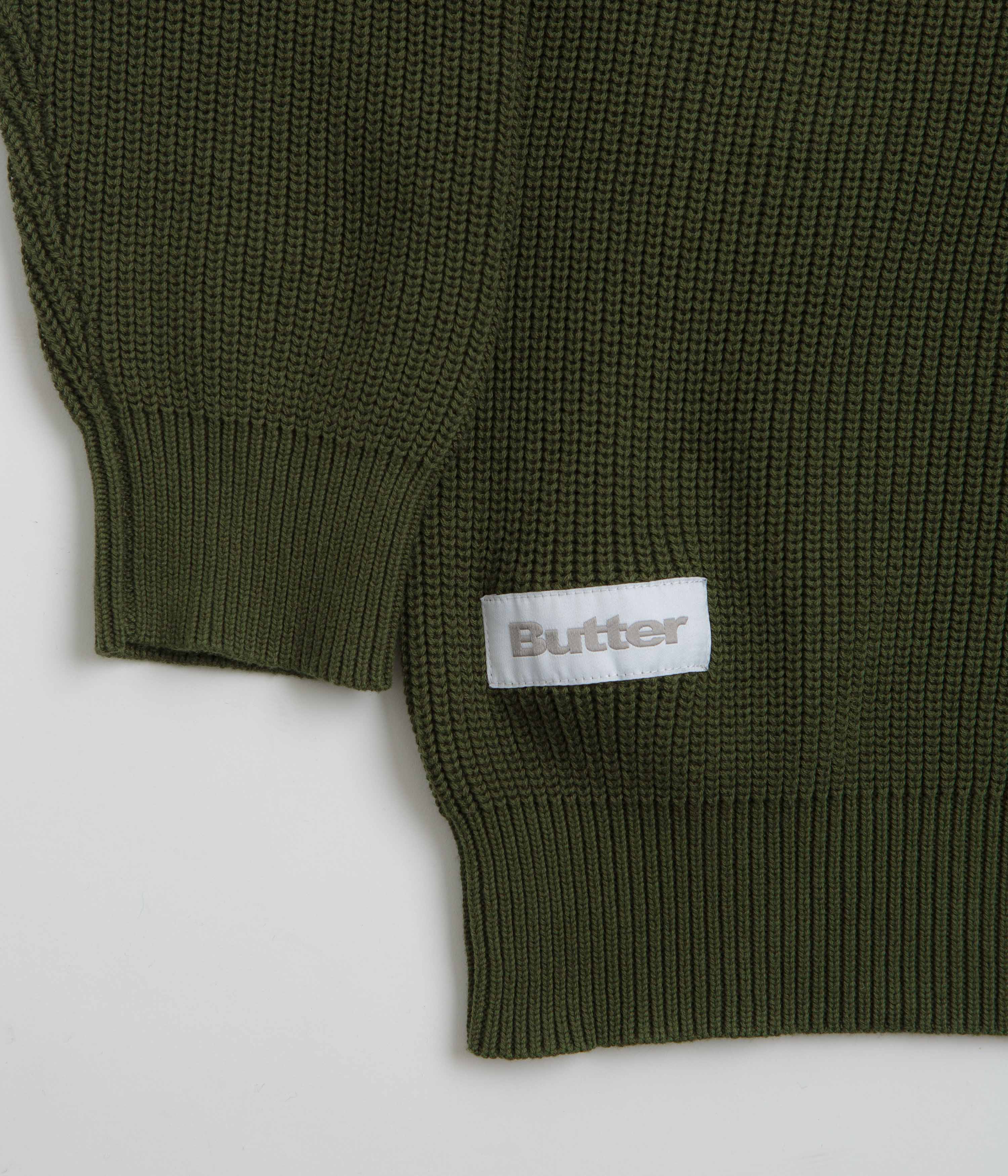 Butter Goods Army Green Sunflower Knit Sweatshirt - A Must-Have!