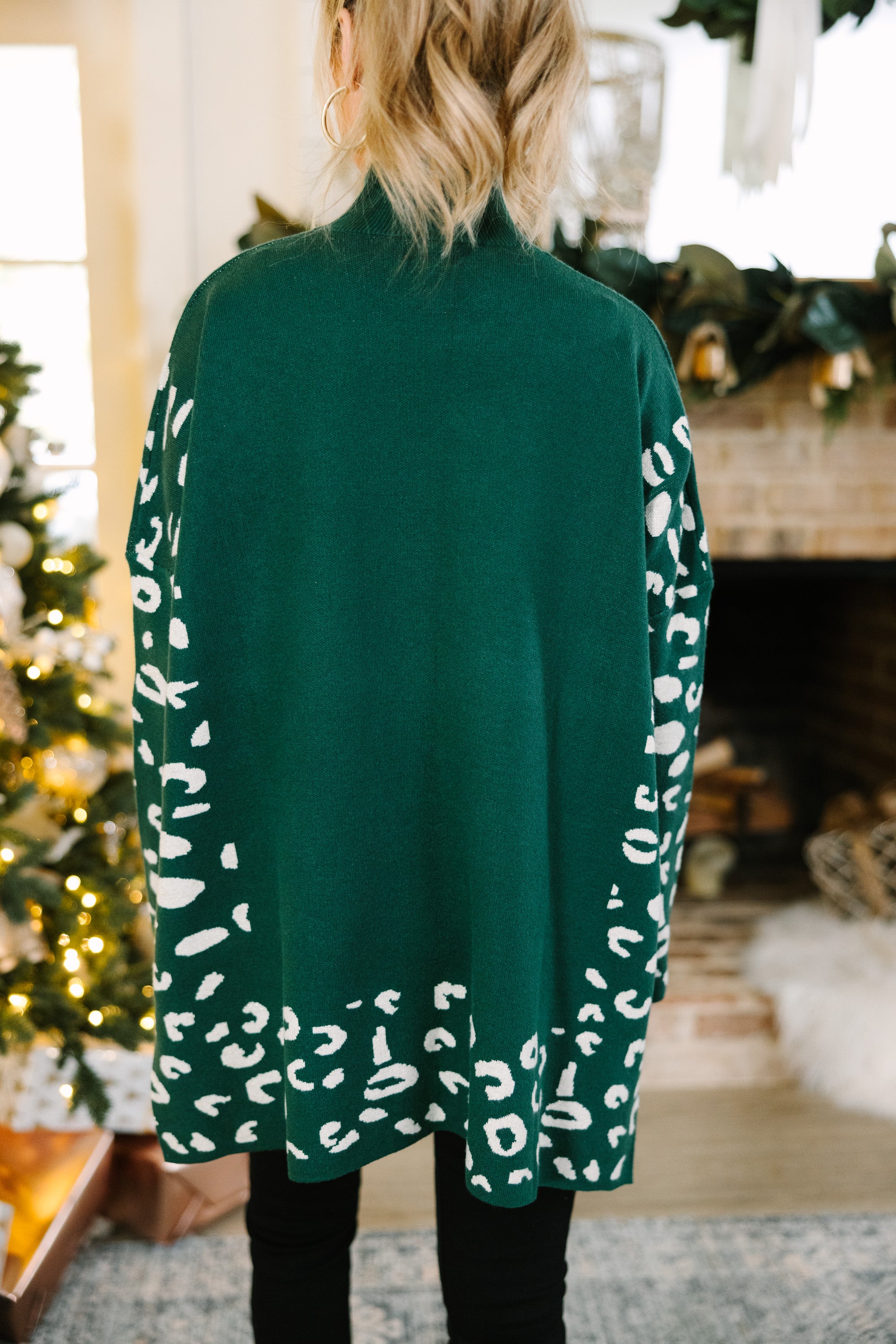 All In Theory Emerald Green Leopard Print Sweater Tunic - A Fashion Must-Have!