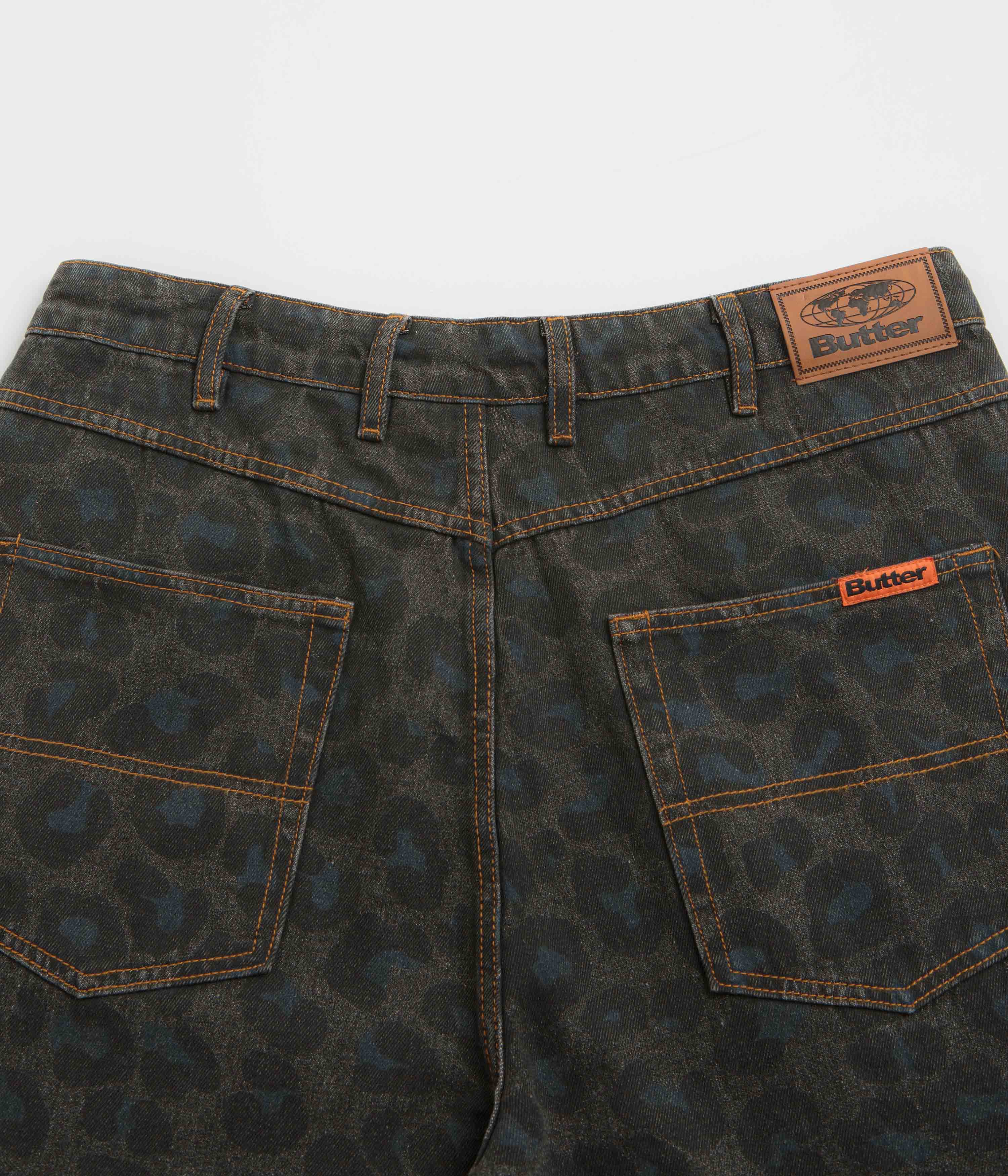 Butter Goods Black Leopard Print Denim Shorts - Irresistible Style!
