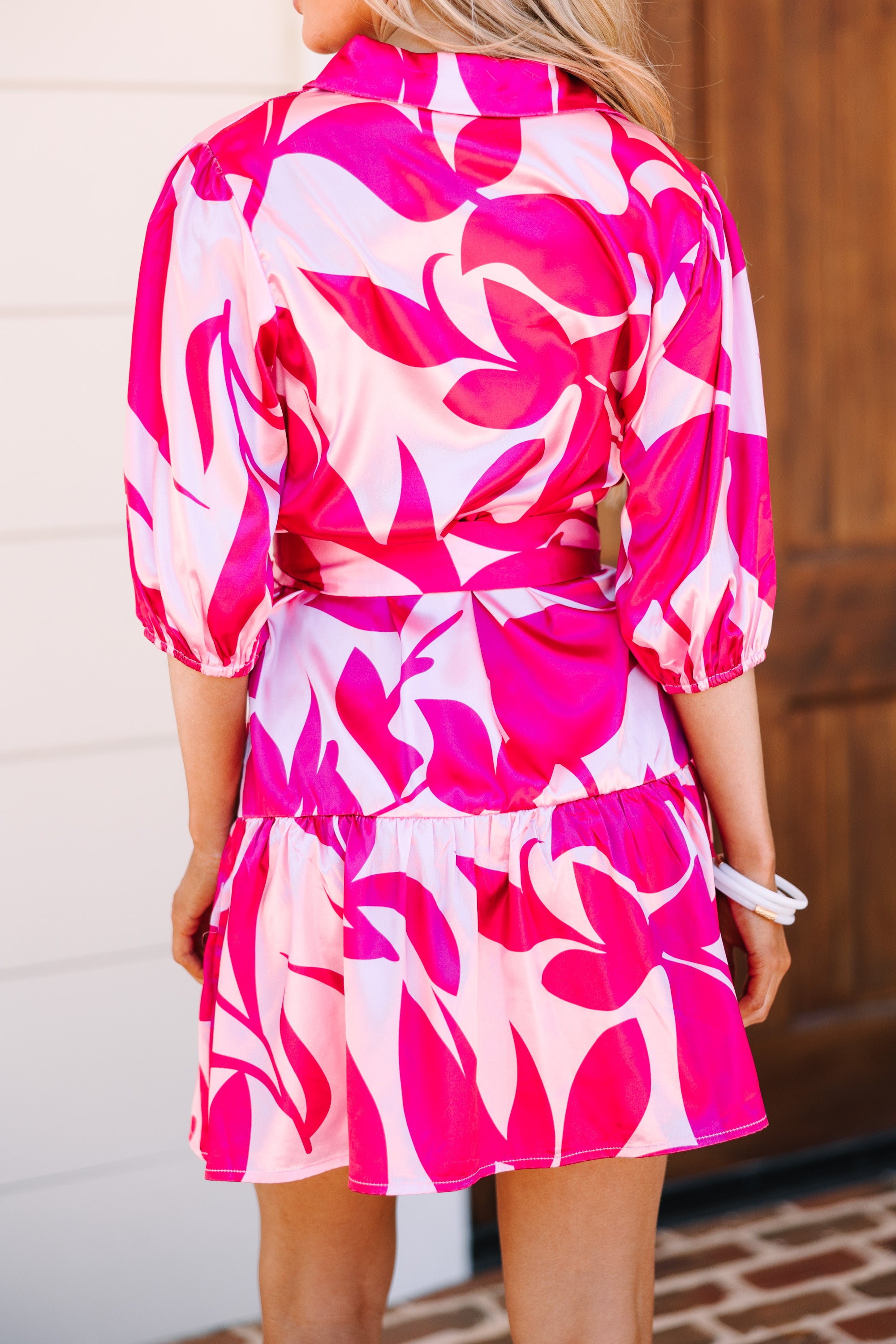 Gorgeous Fuchsia Pink Satin Dress - Be Ready to Shine!