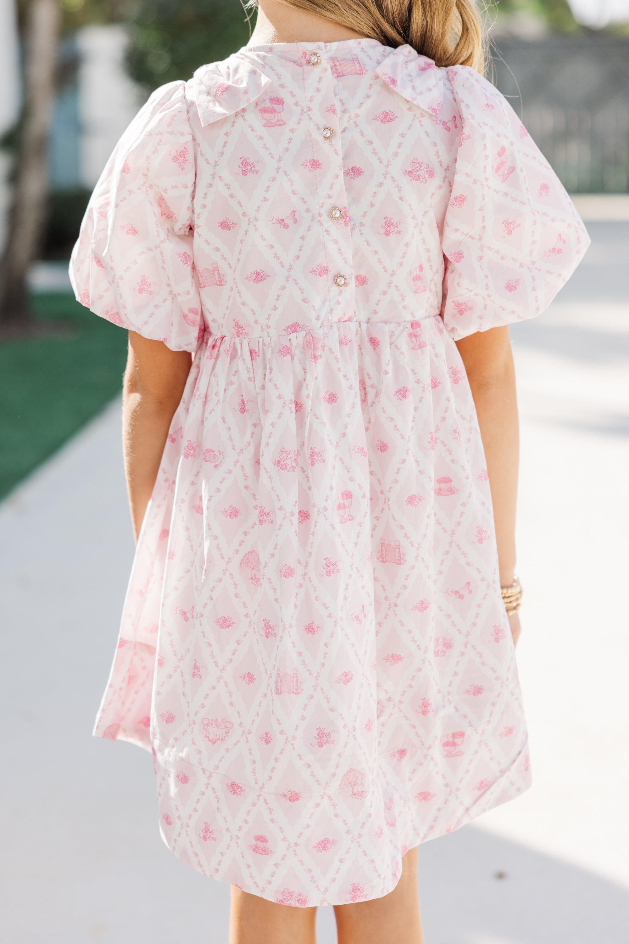 Girls' Oh-So-Charming Pink Toile Babydoll Dress