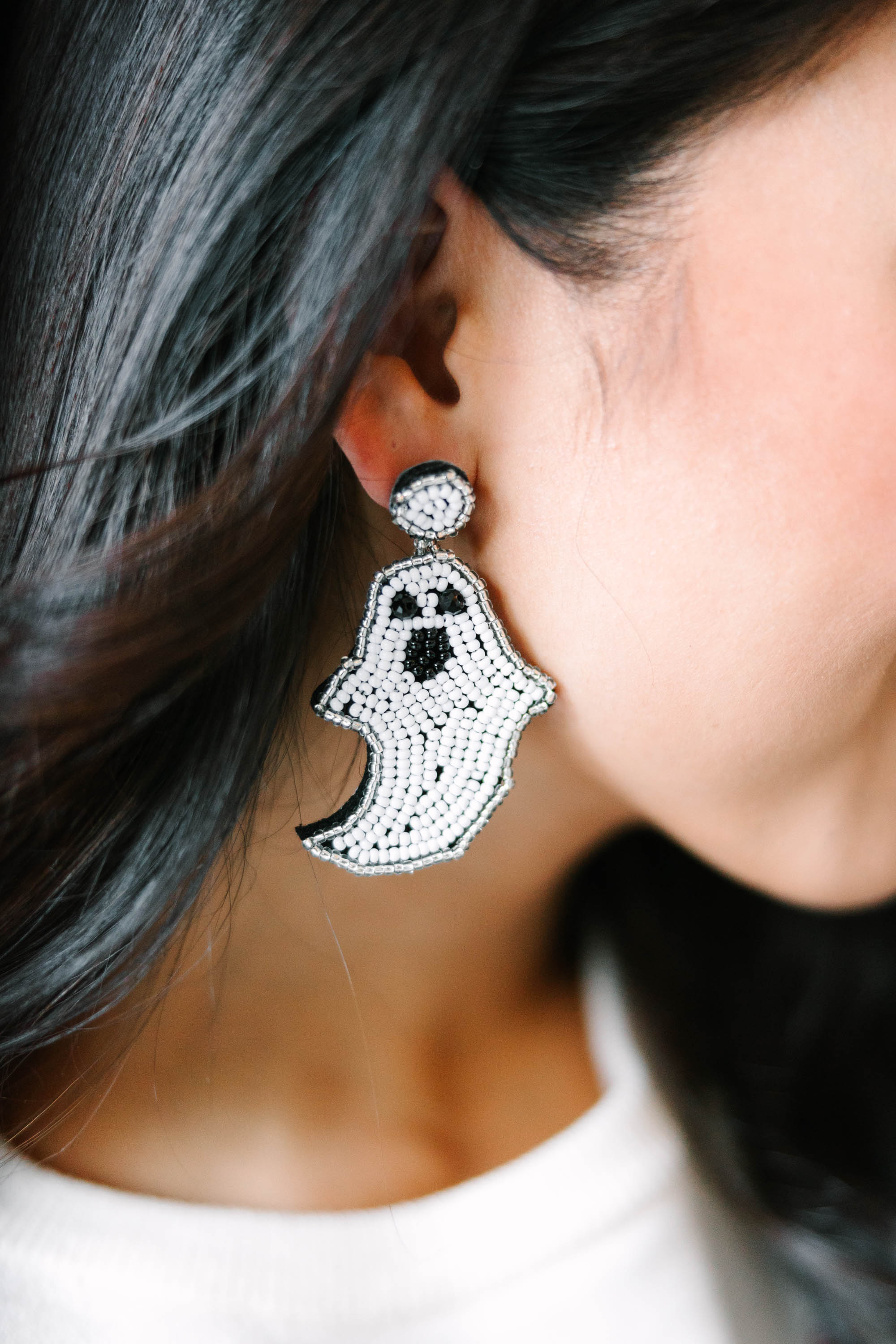 Adorable Halloween Ghost Beaded Earrings