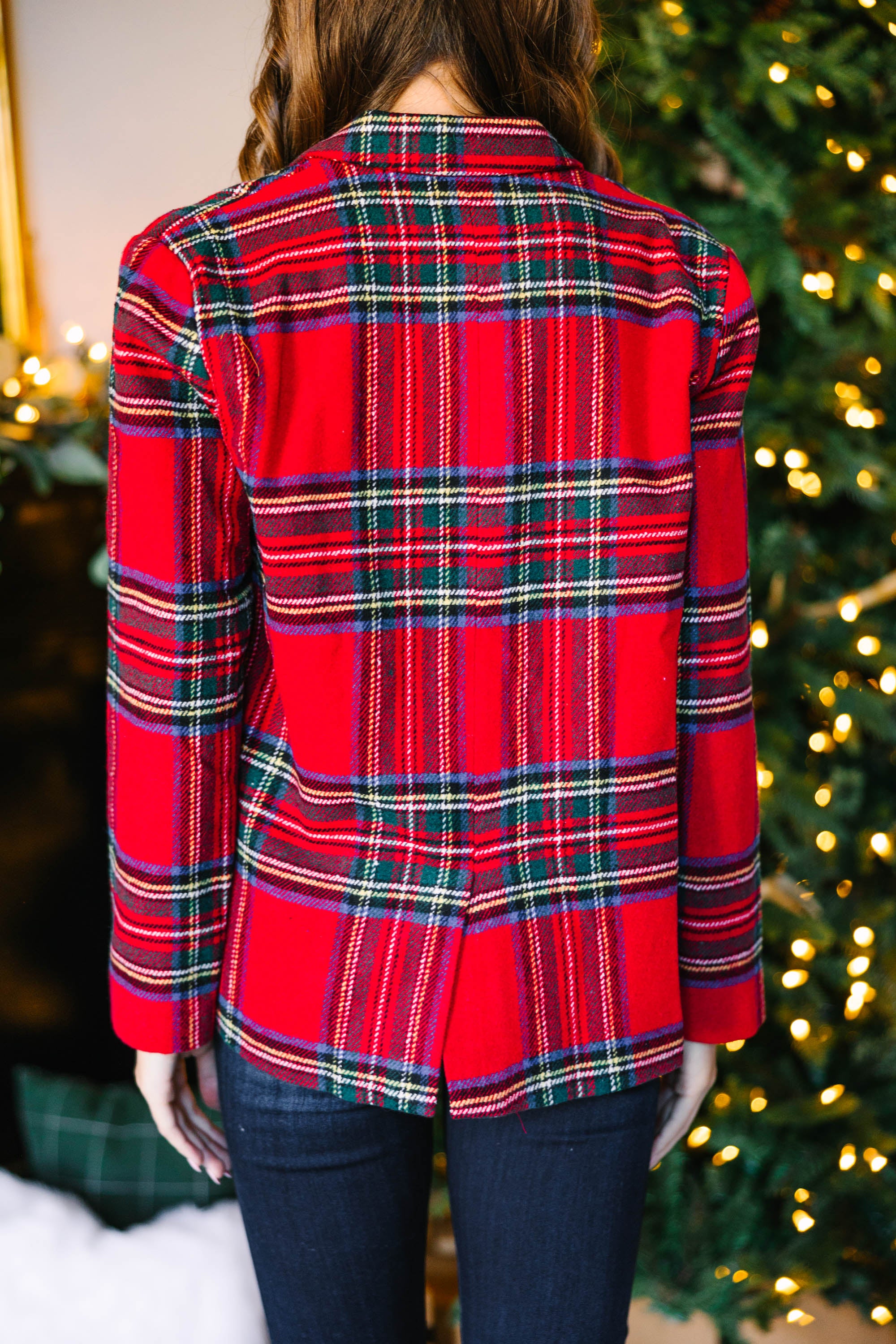 Gorgeous All I Want Red Tartan Plaid Blazer - Perfect for Holidays!