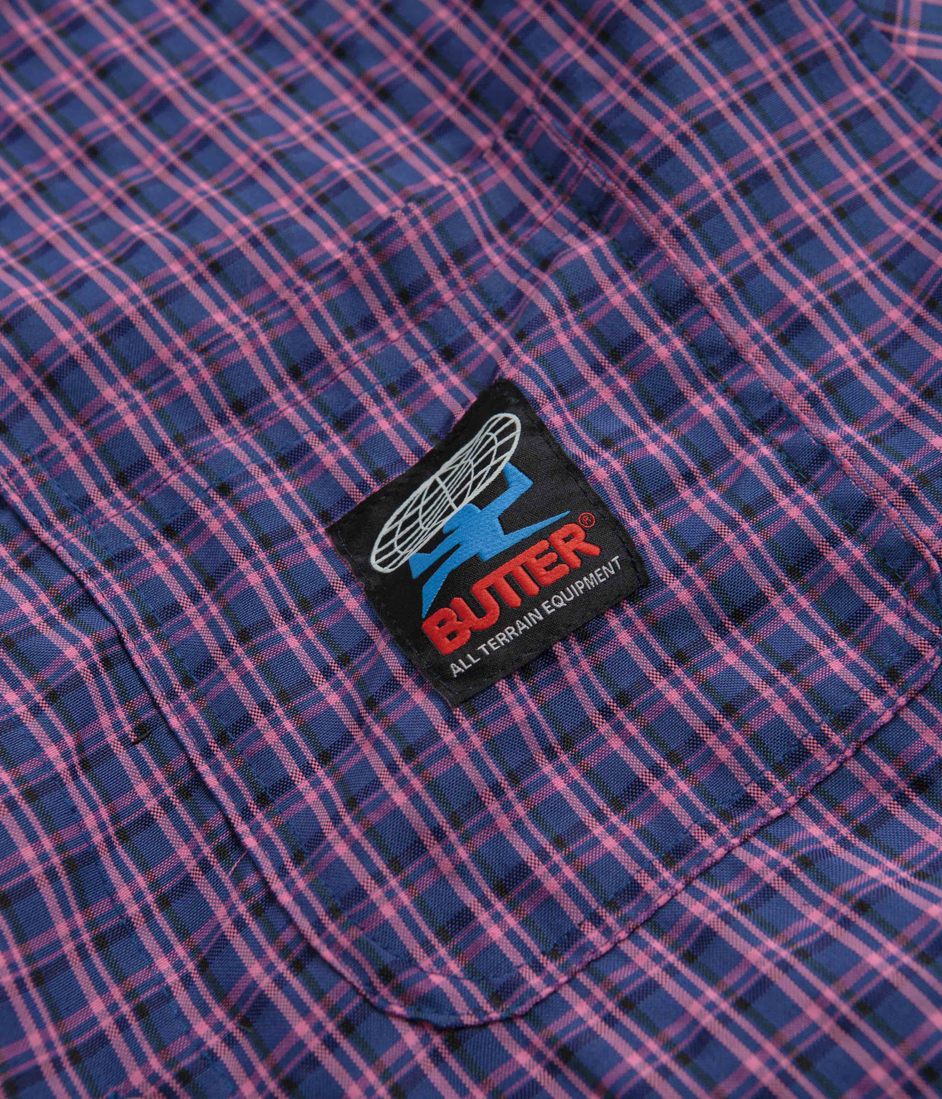 Butter Goods Navy & Pink Terrain Short Sleeve Shirt - A Stylish Skate Essential