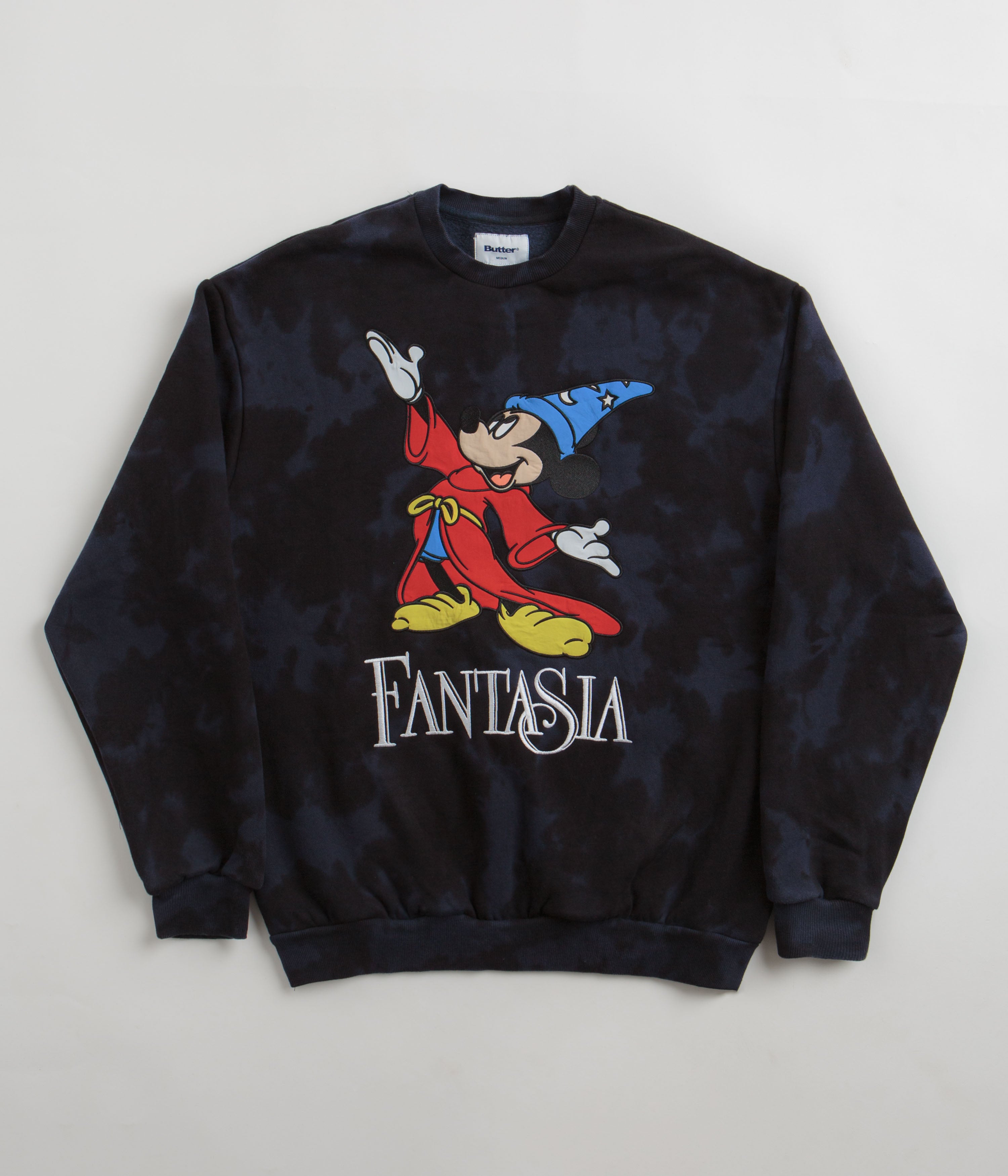 Butter Goods x Disney Fantasia Navy Tie-Dye Crewneck Sweatshirt - A Must-Have!