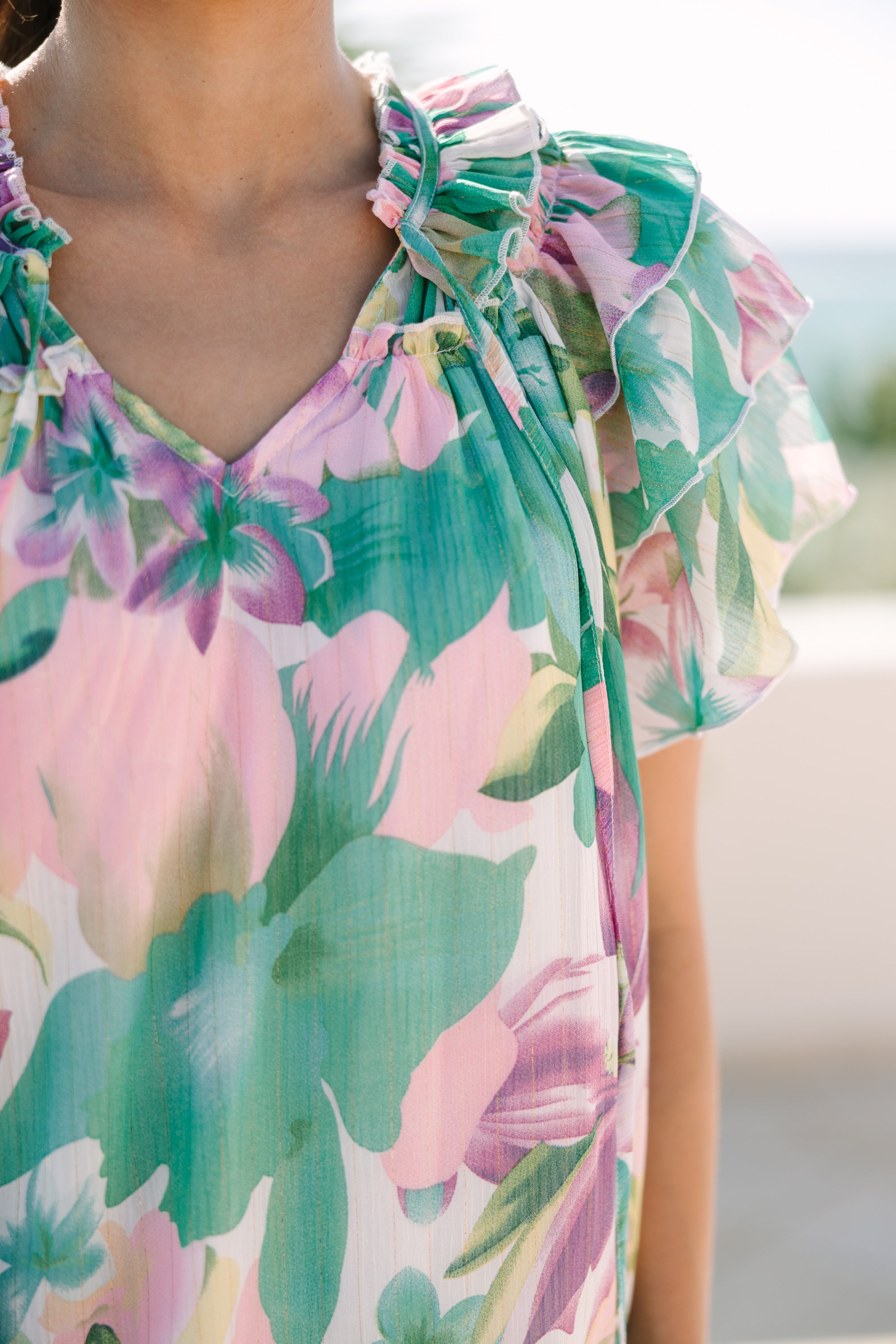 Be There Enchanting Green Floral Blouse