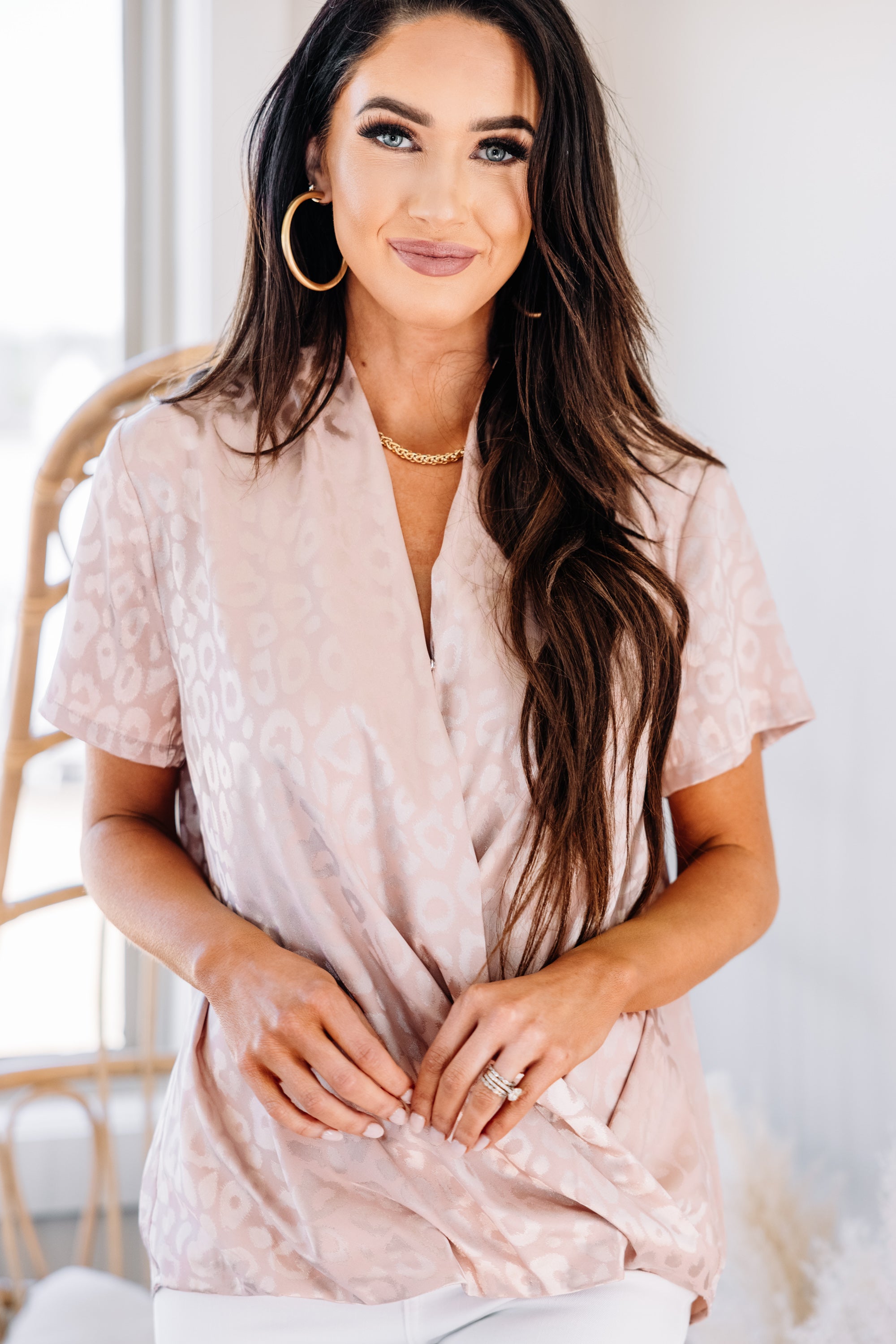 All My Love Blush Pink Satin Leopard Print Blouse - A Chic Must-Have