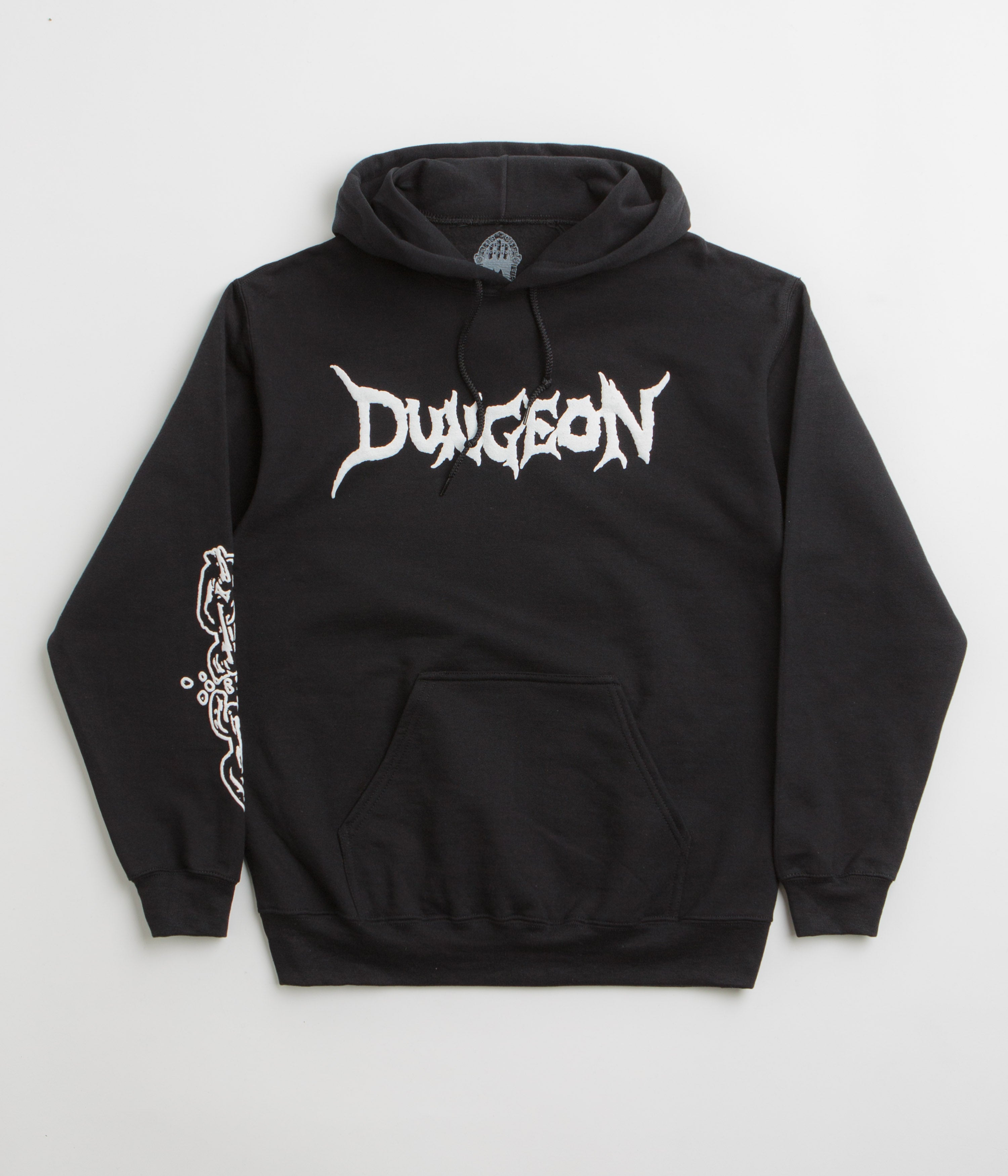Stylish Dungeon Chain Logo Hoodie - Stunning Black & White Combo