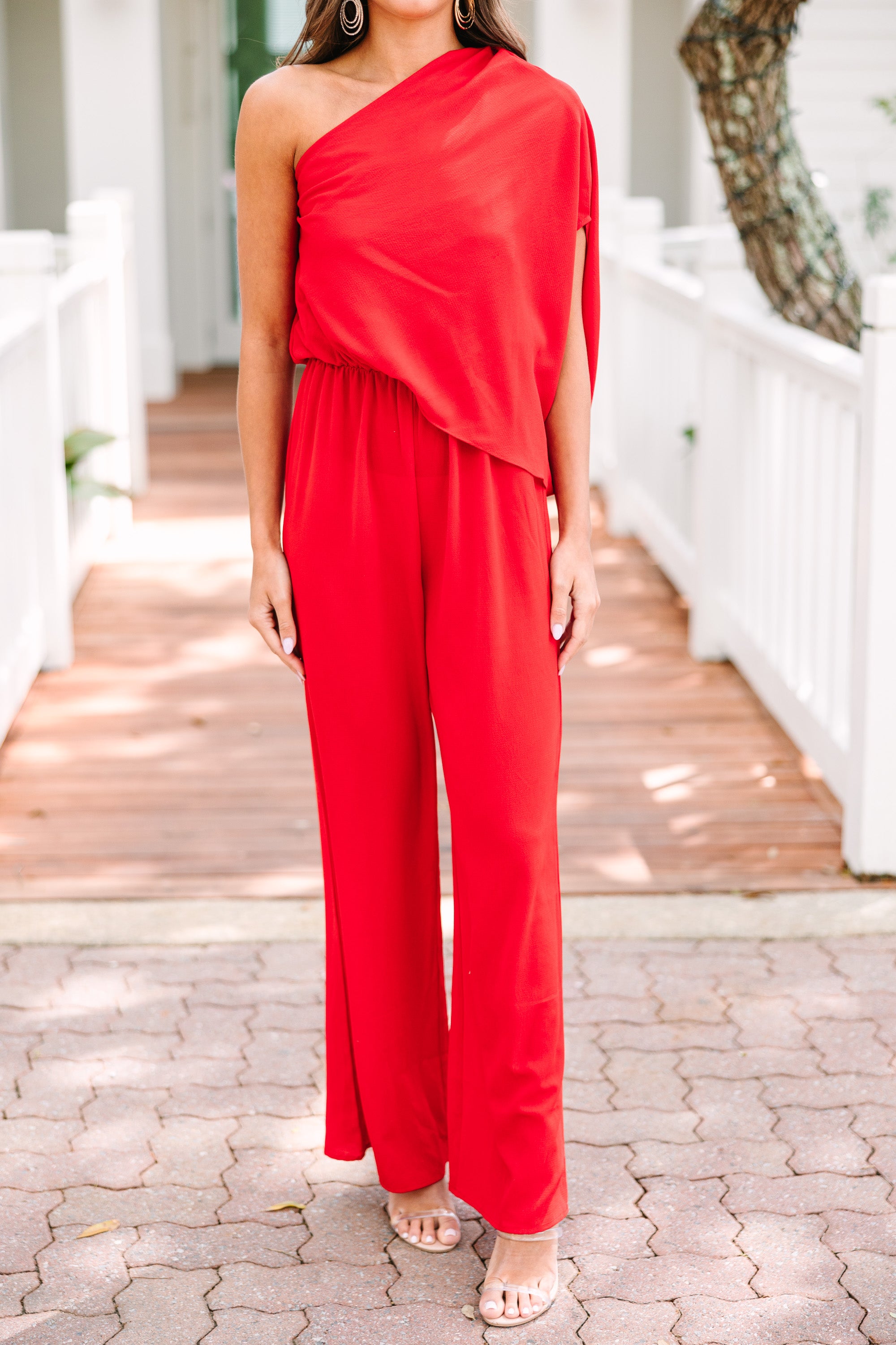 Fabulous Red One-Shoulder Jumpsuit for Stunning Opportunities