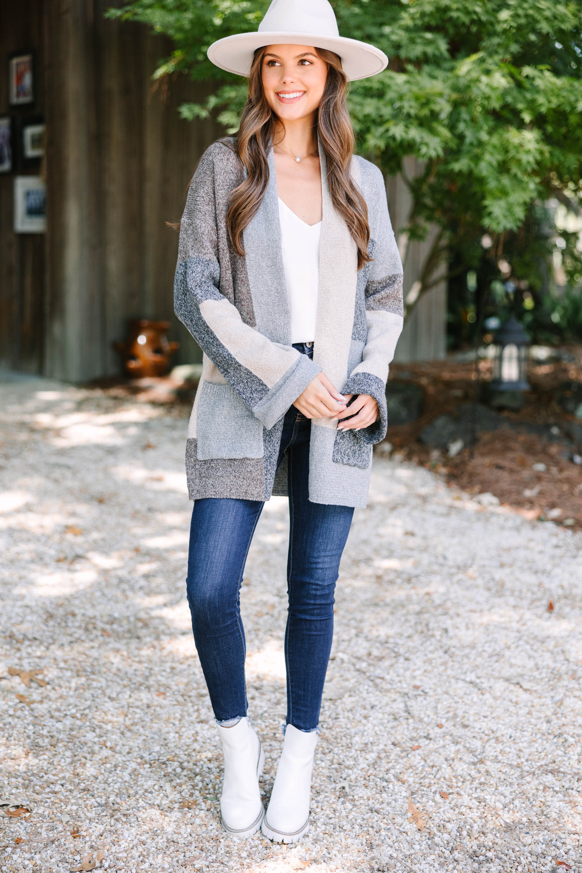 Fun-Filled Charcoal Gray Colorblock Cardigan - Your New Favorite!