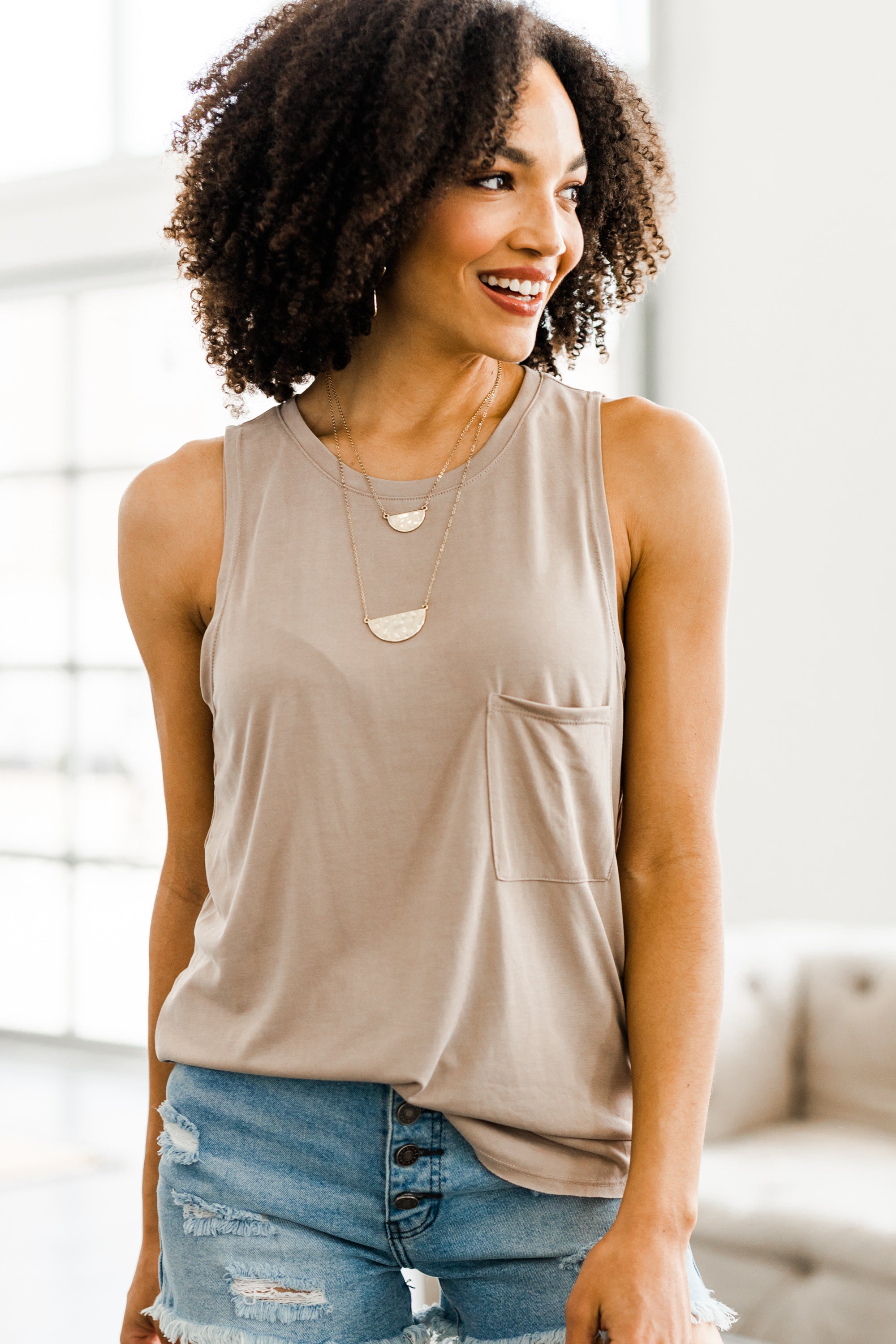 All In Good Fun Taupe Brown Tank - The Ultimate Casual Comfy Tank
