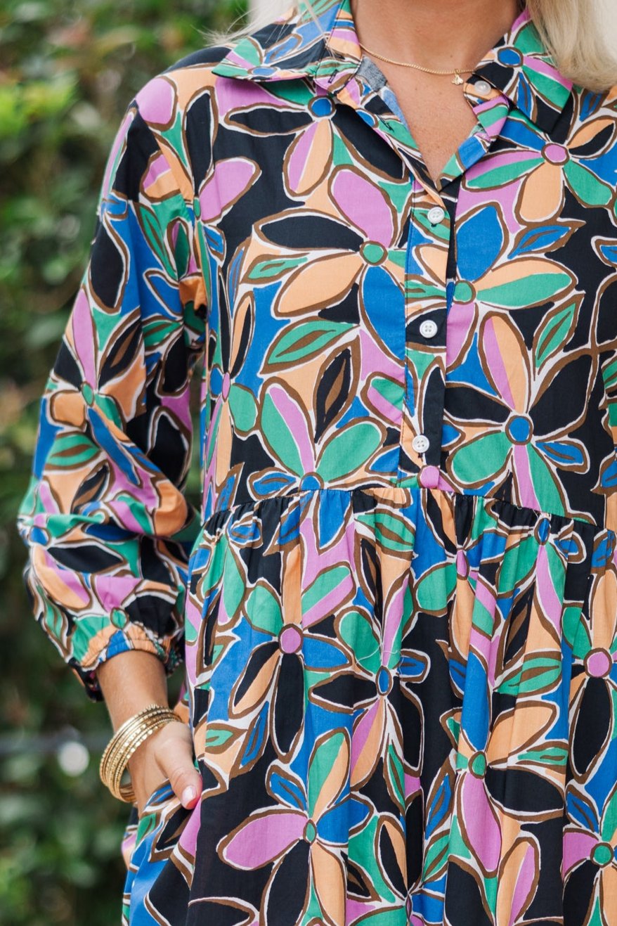 Enchanting Happy Harmony Green Abstract Midi Dress - A Must-Have!