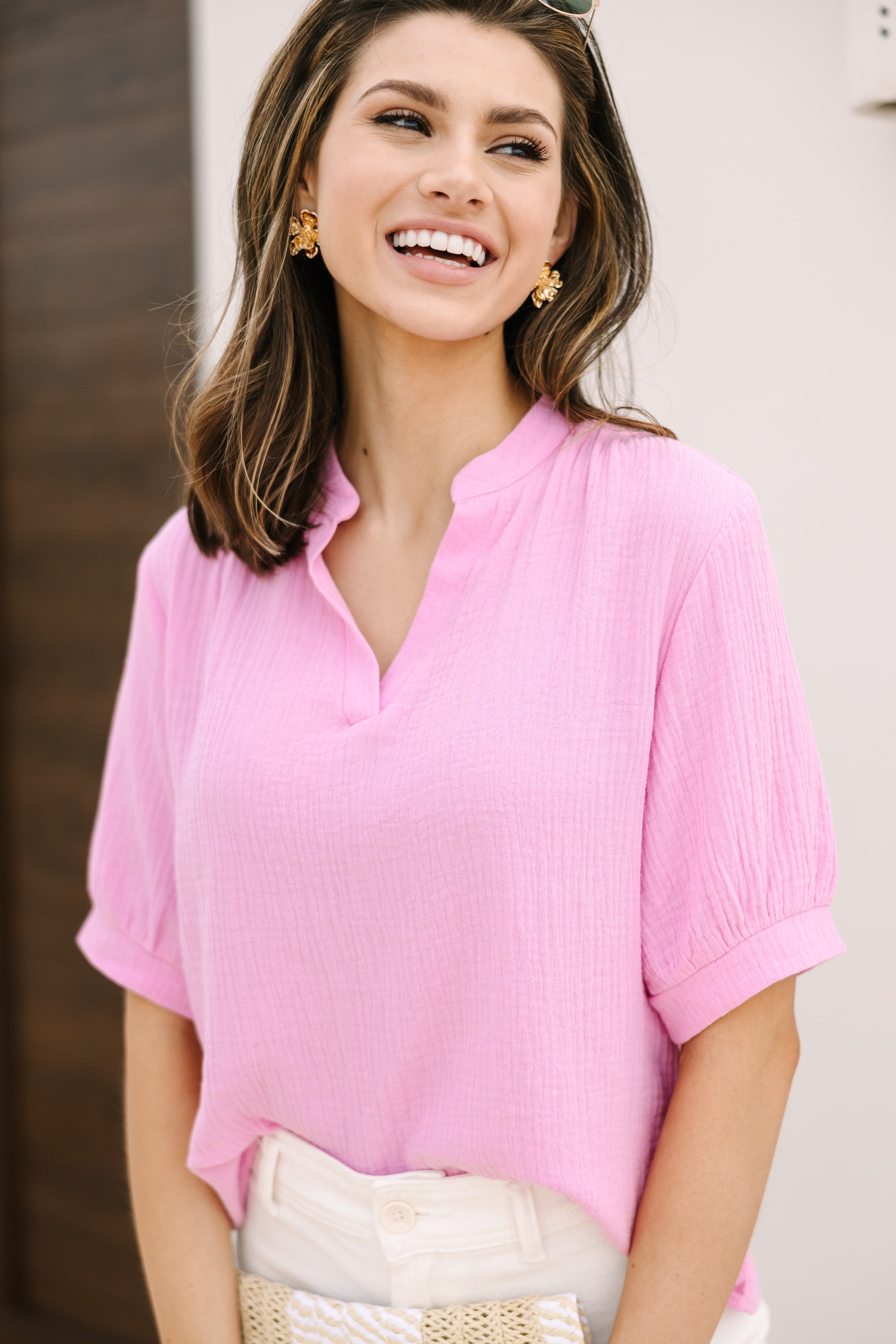 Irresistible Pink Gauze Top - Good To Go!