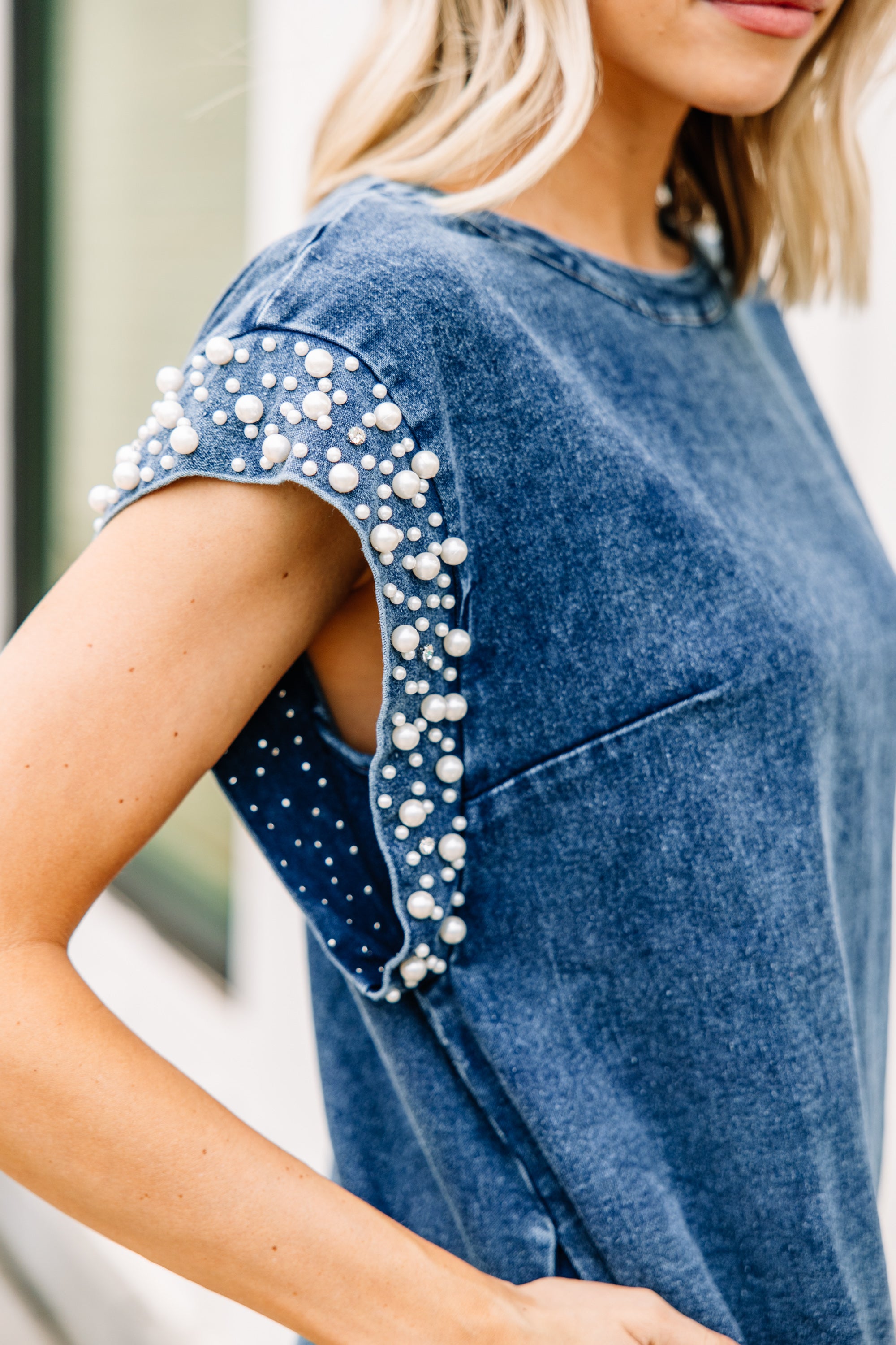 Be Bold: Stunning Dark Denim Embellished Dress