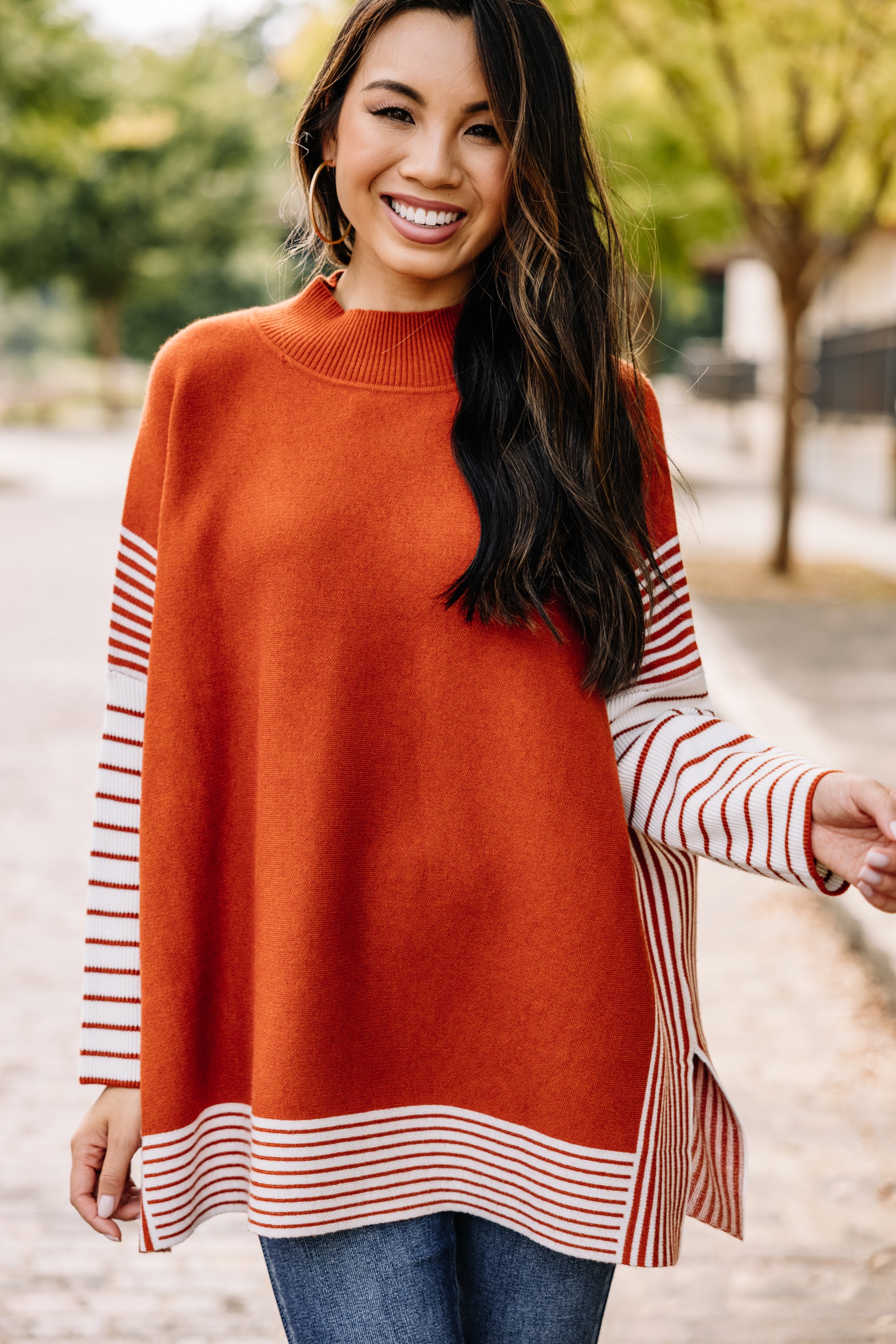 Gorgeous Rust Orange Striped All-In Tunic - A Must-Have!