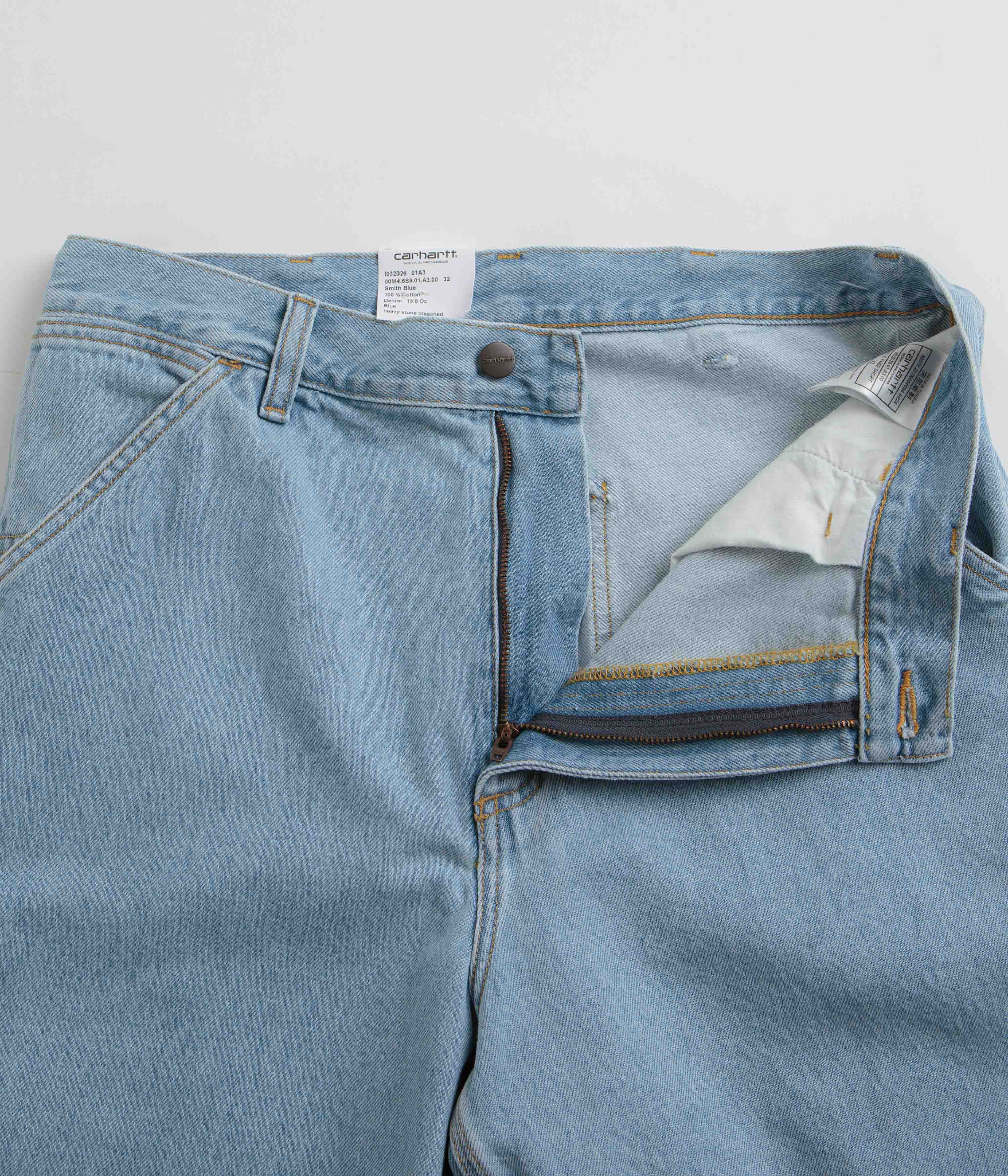 Carhartt Single Knee Shorts - Stunning Heavy Stone Bleached Blue