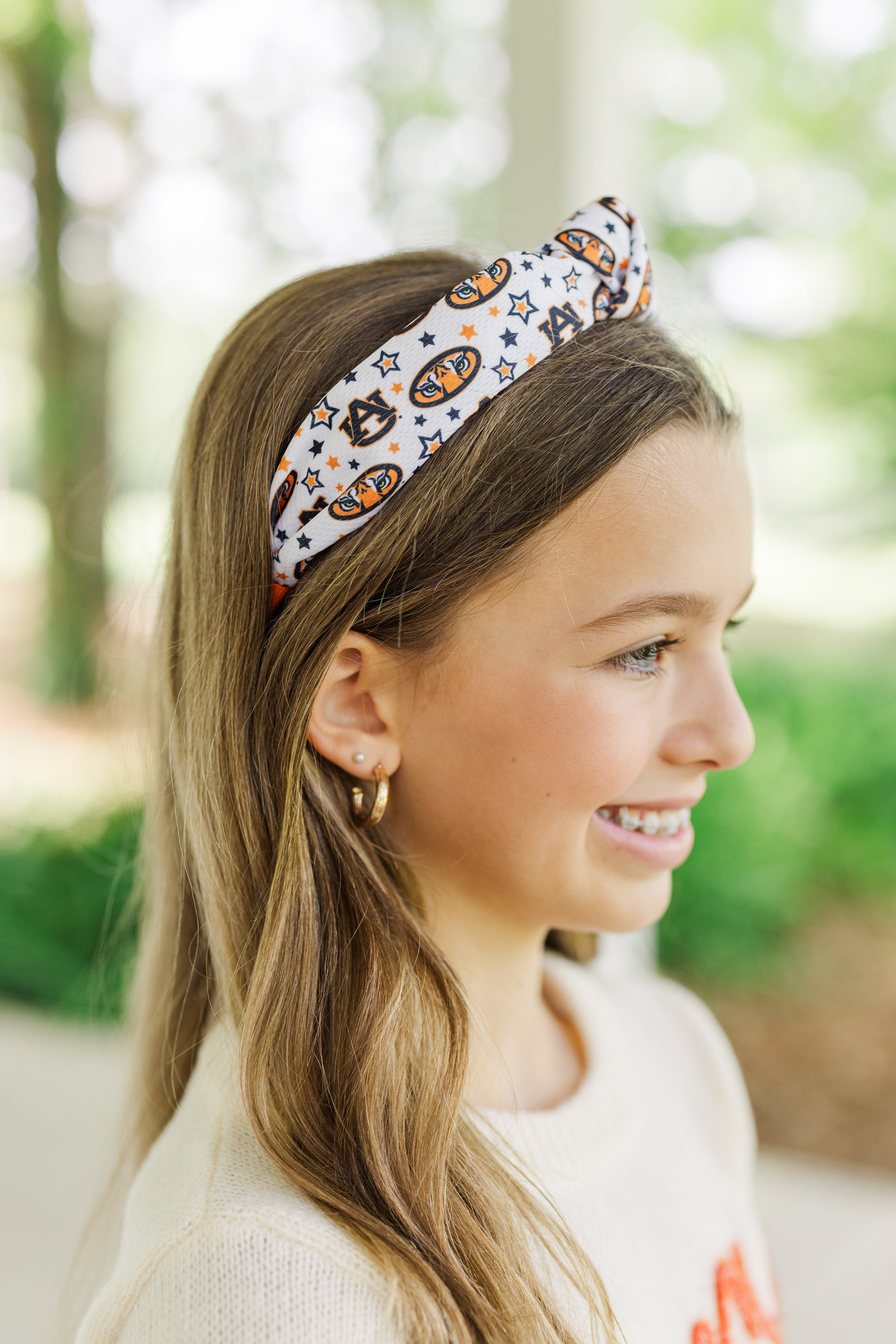 AU Orange Knotted Headband for Girls: Show Your Team Spirit!