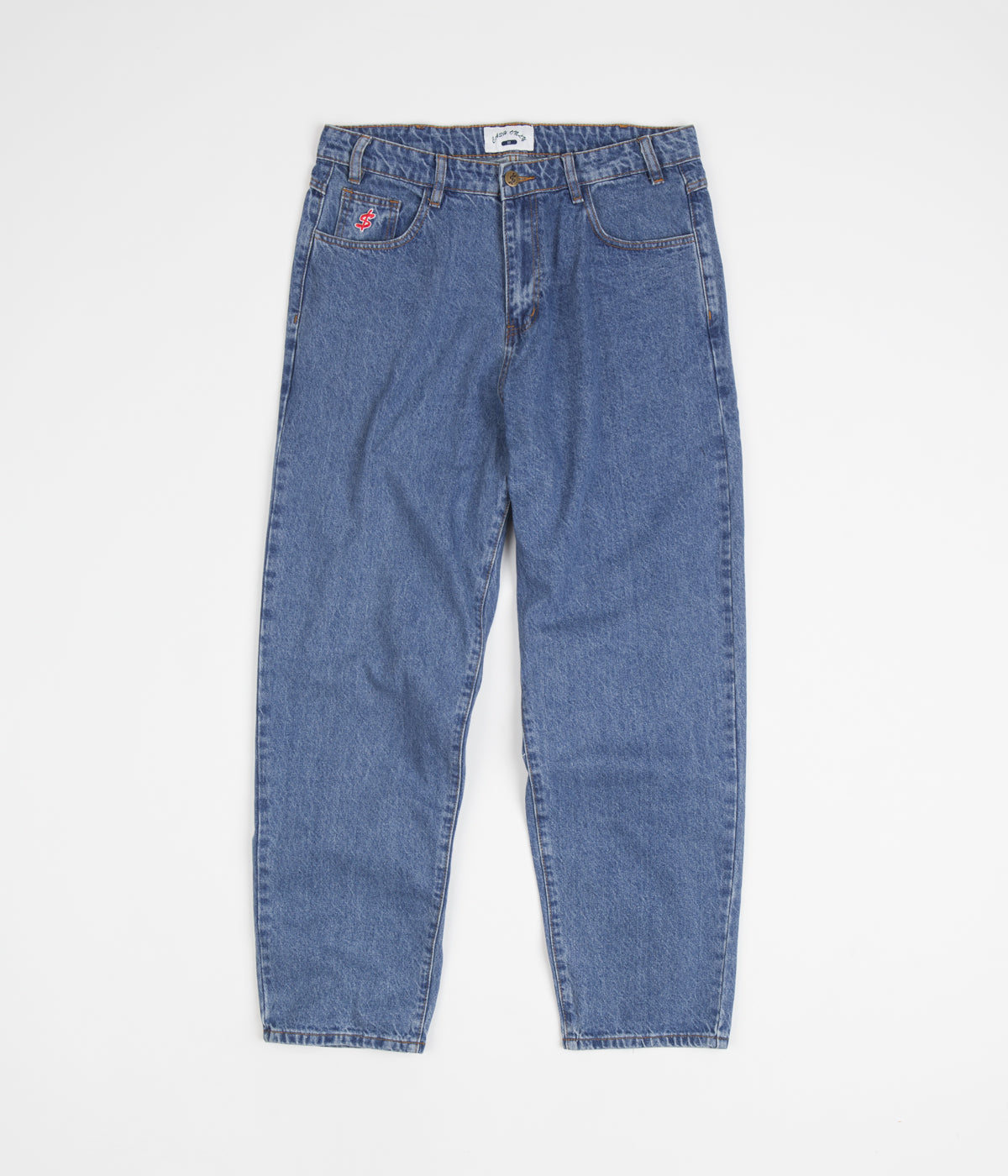 Cash Only Washed Indigo & Gold Baggy Jeans - Must-Have for Skate Lovers!