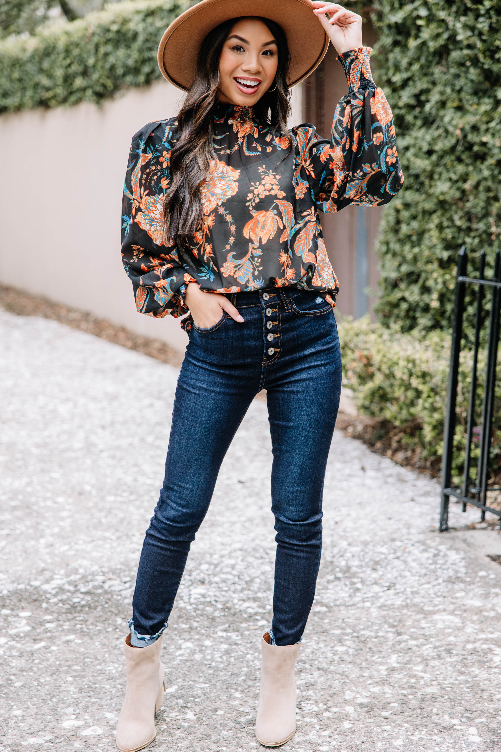 Gorgeous All I Need Black Floral Blouse
