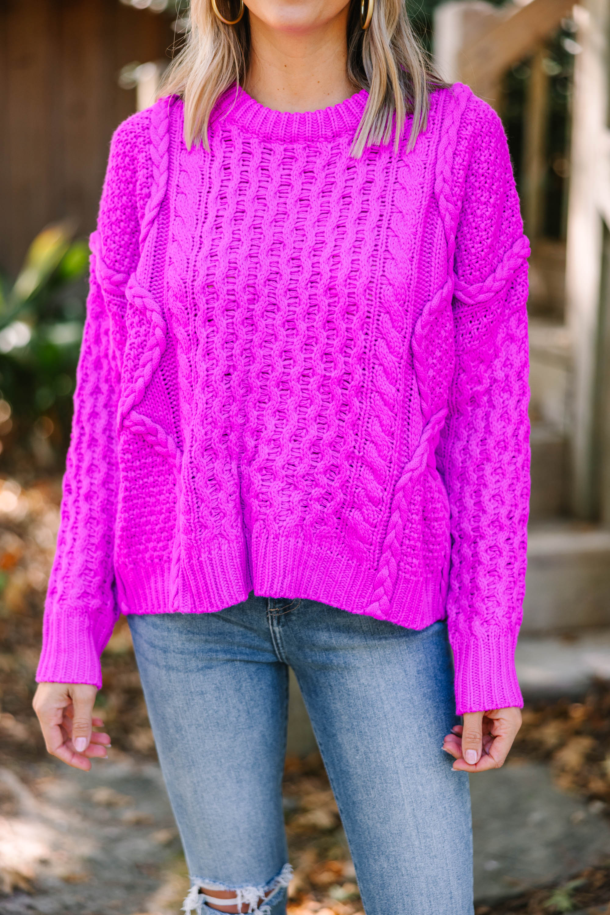 Unleash Your Best with the Orchid Purple Cable Knit Sweater