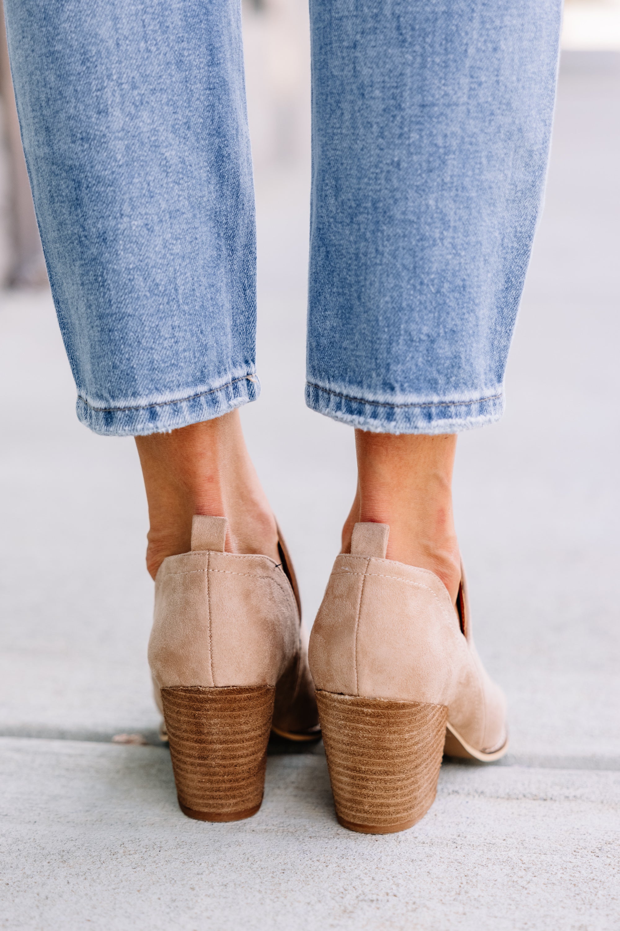Be There Taupe Brown Side Cut Suede Booties - Fashion Must-Haves
