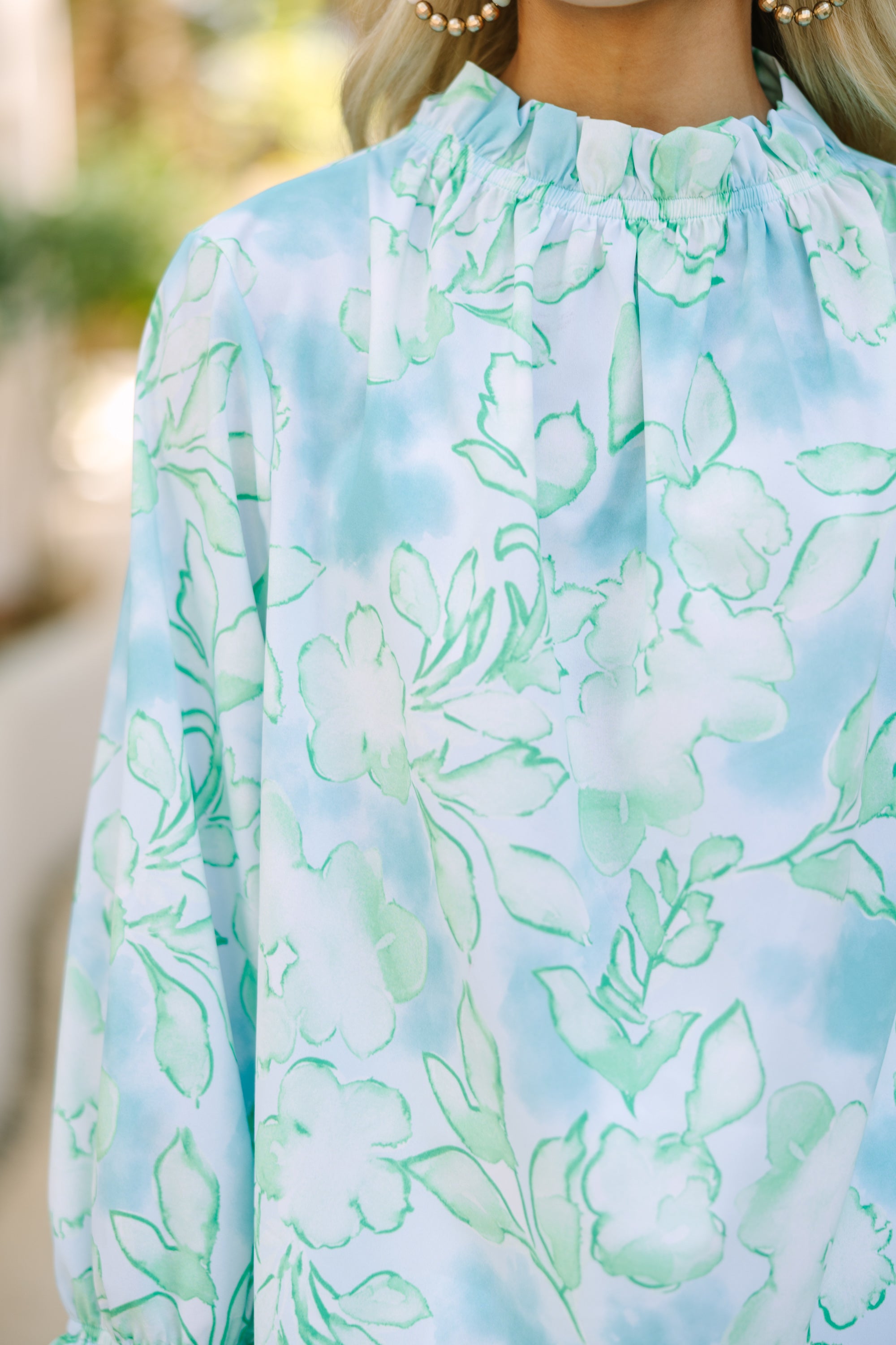 Be True to Yourself: Mint Green Abstract Floral Blouse