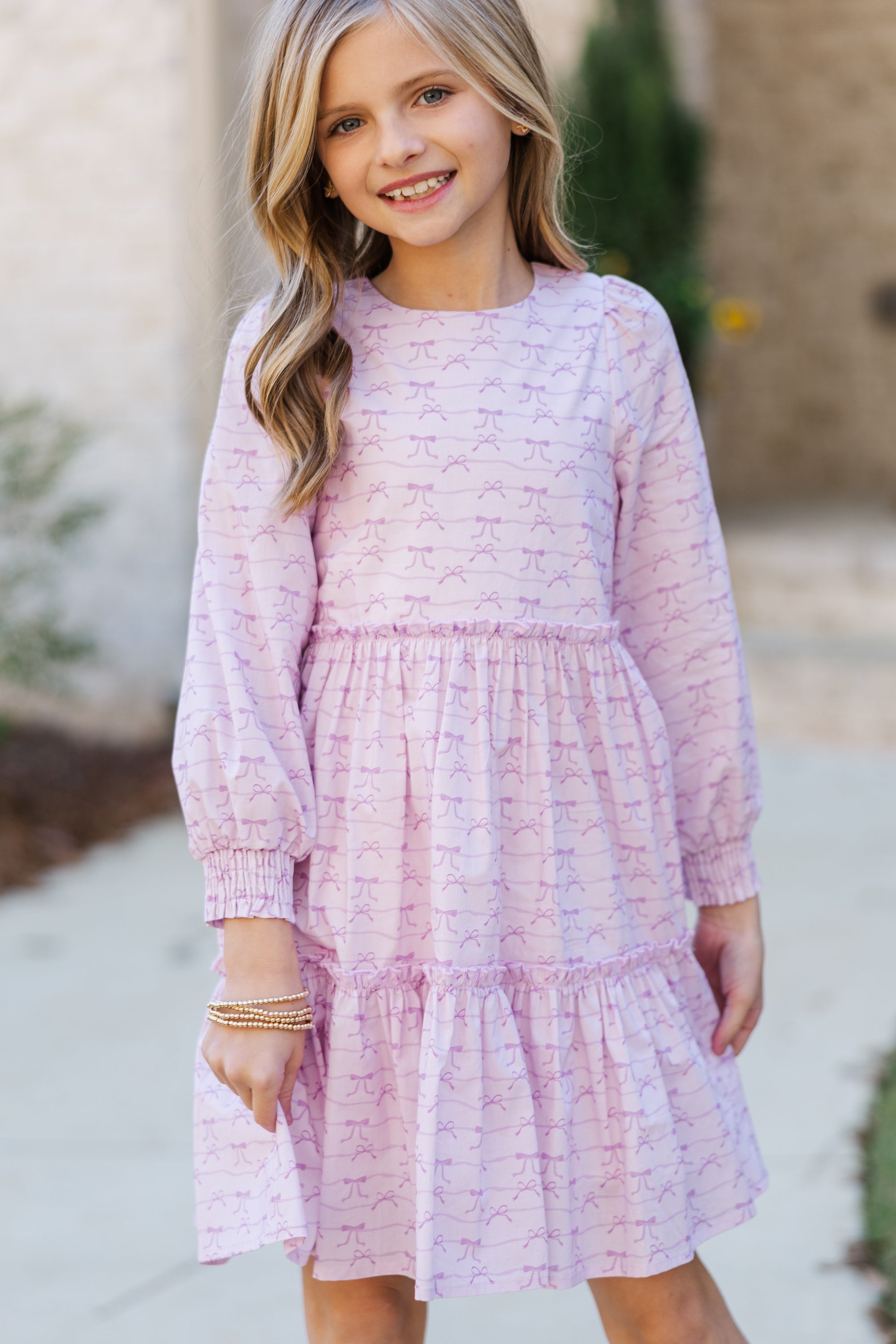 Girls: On This Day Lavender Bow Print Dress