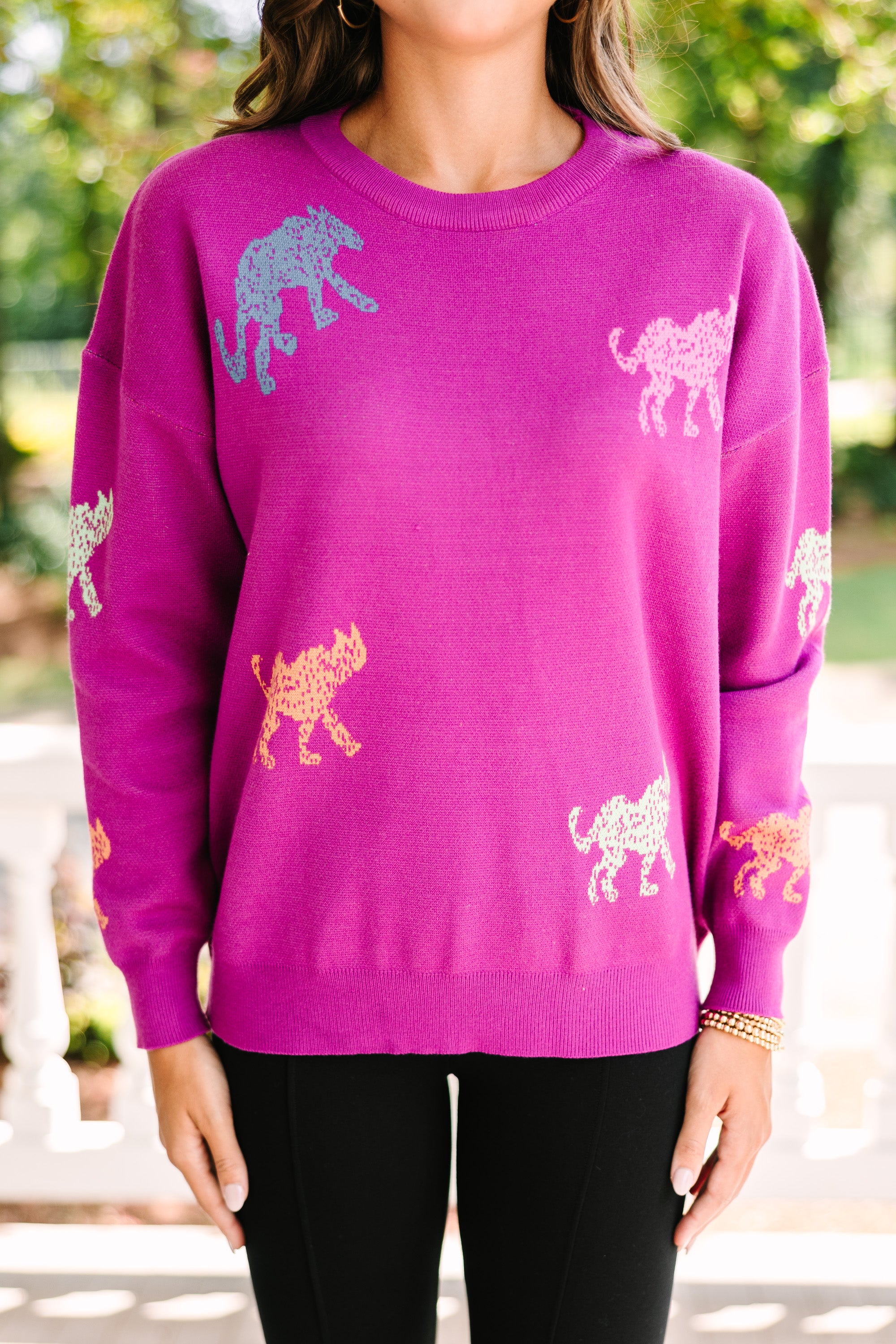 Vibrant Violet Purple Cheetah Sweater: Feel the Fun!