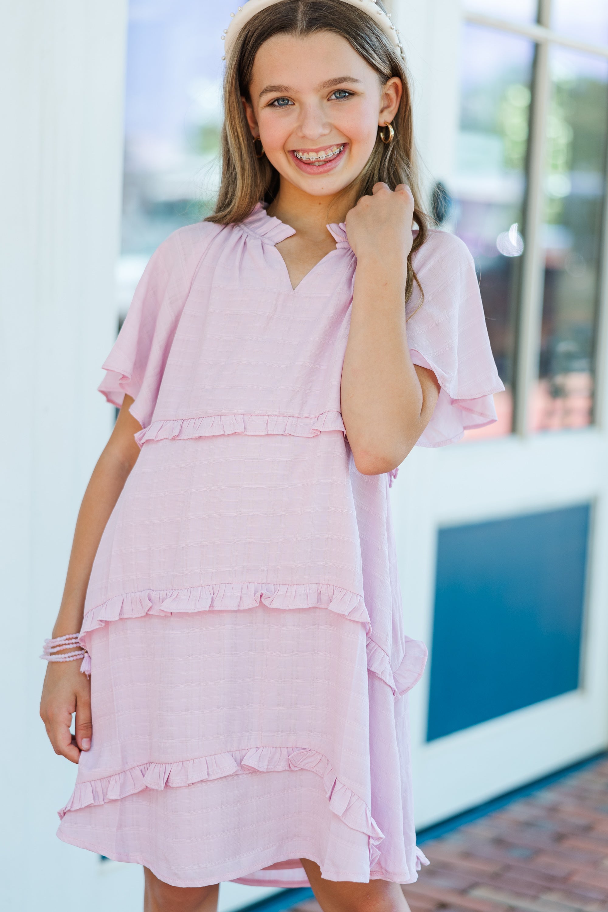 Girls' Perfectly You Light Pink Babydoll Dress: Be Yourself!