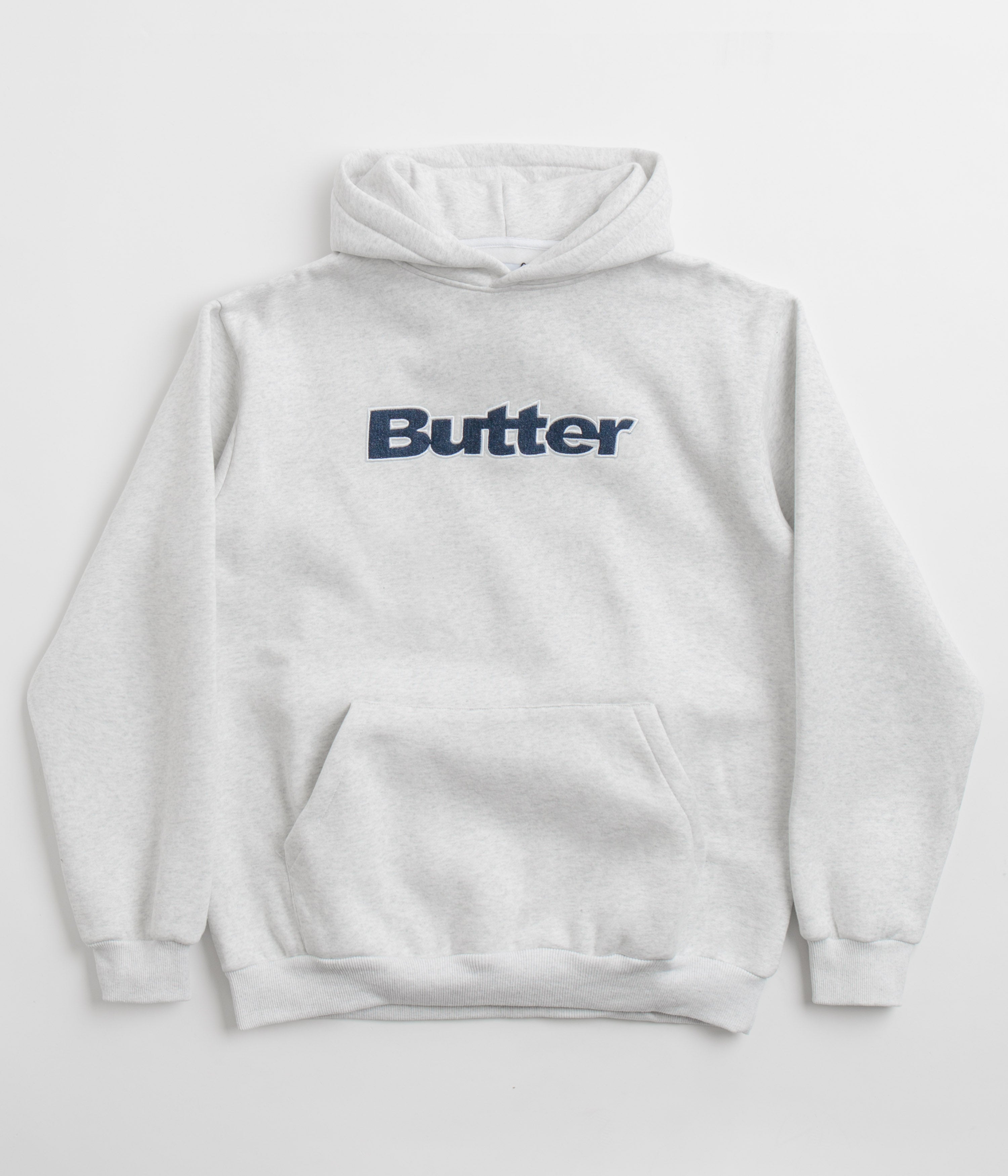 Butter Goods' Stunning Ash Logo Denim Applique Hoodie