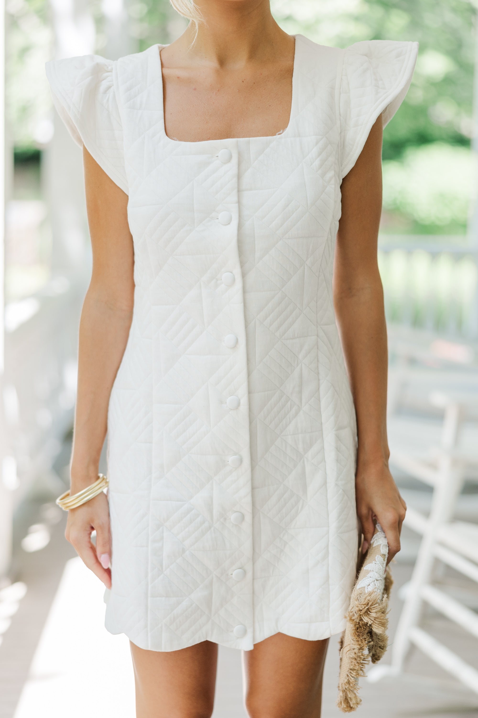 Enchanting Off - White Shift Dress for Special Occasions