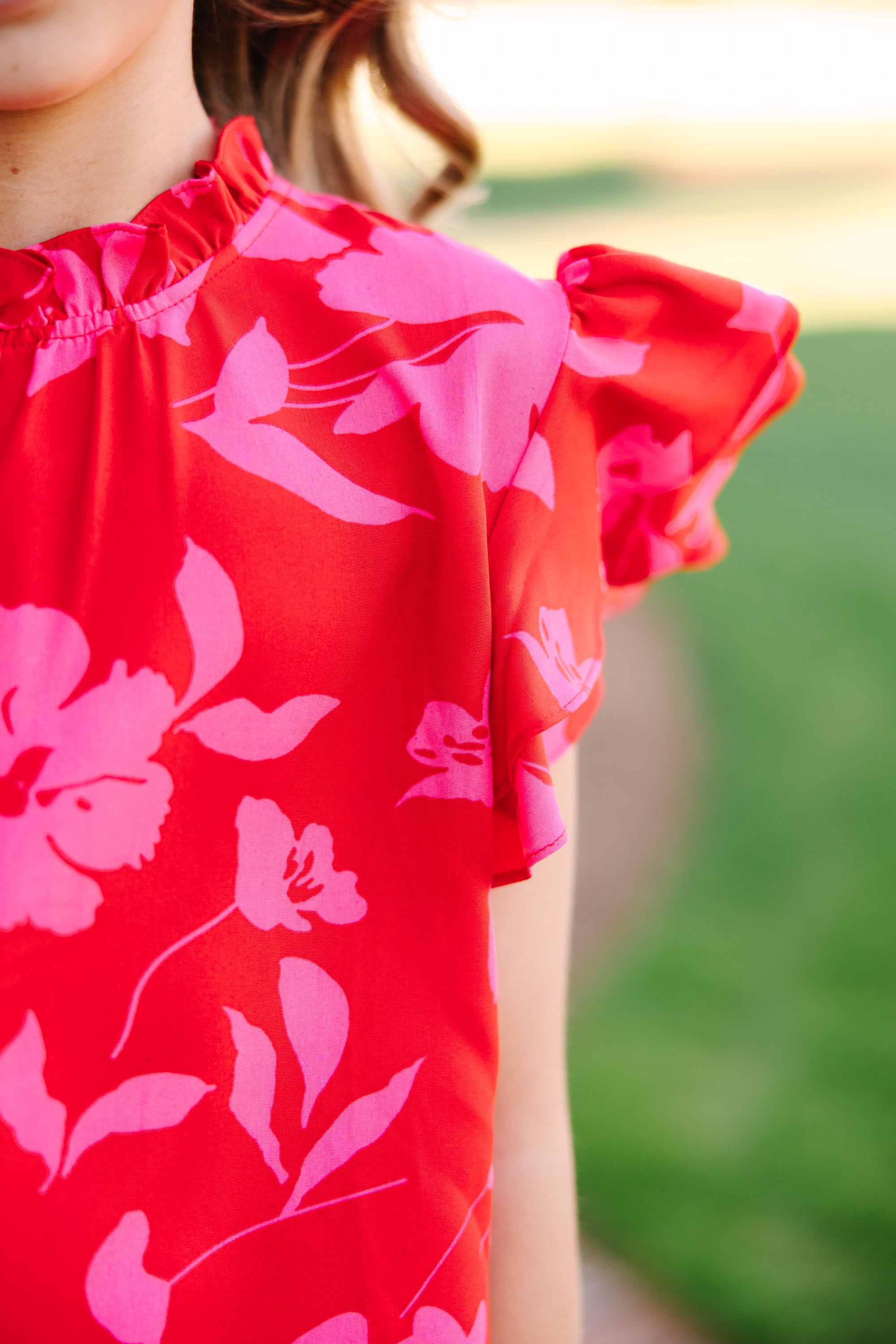 Heart - Stealing Red Floral Girls' Blouse