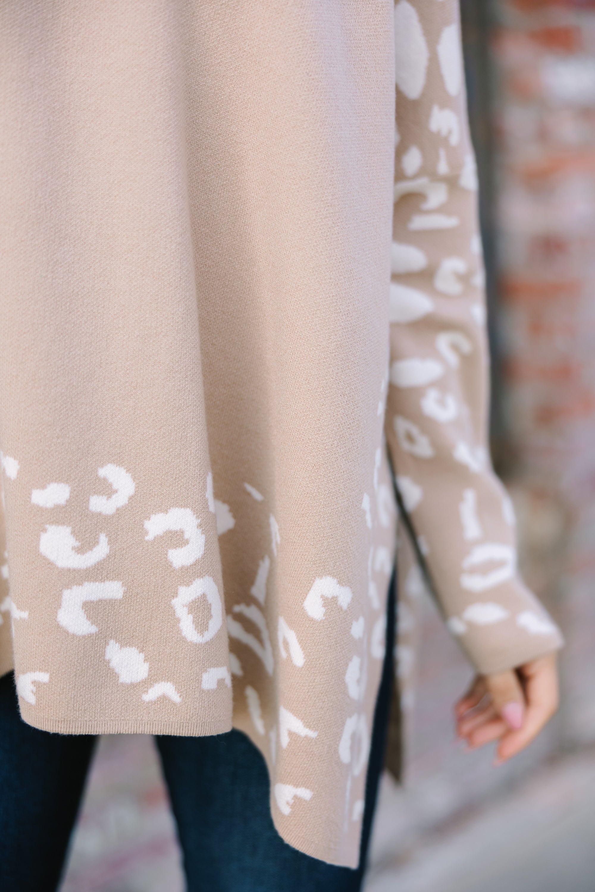 All In Theory Taupe Brown Leopard Print Sweater Tunic - A Fashion Must-Have!