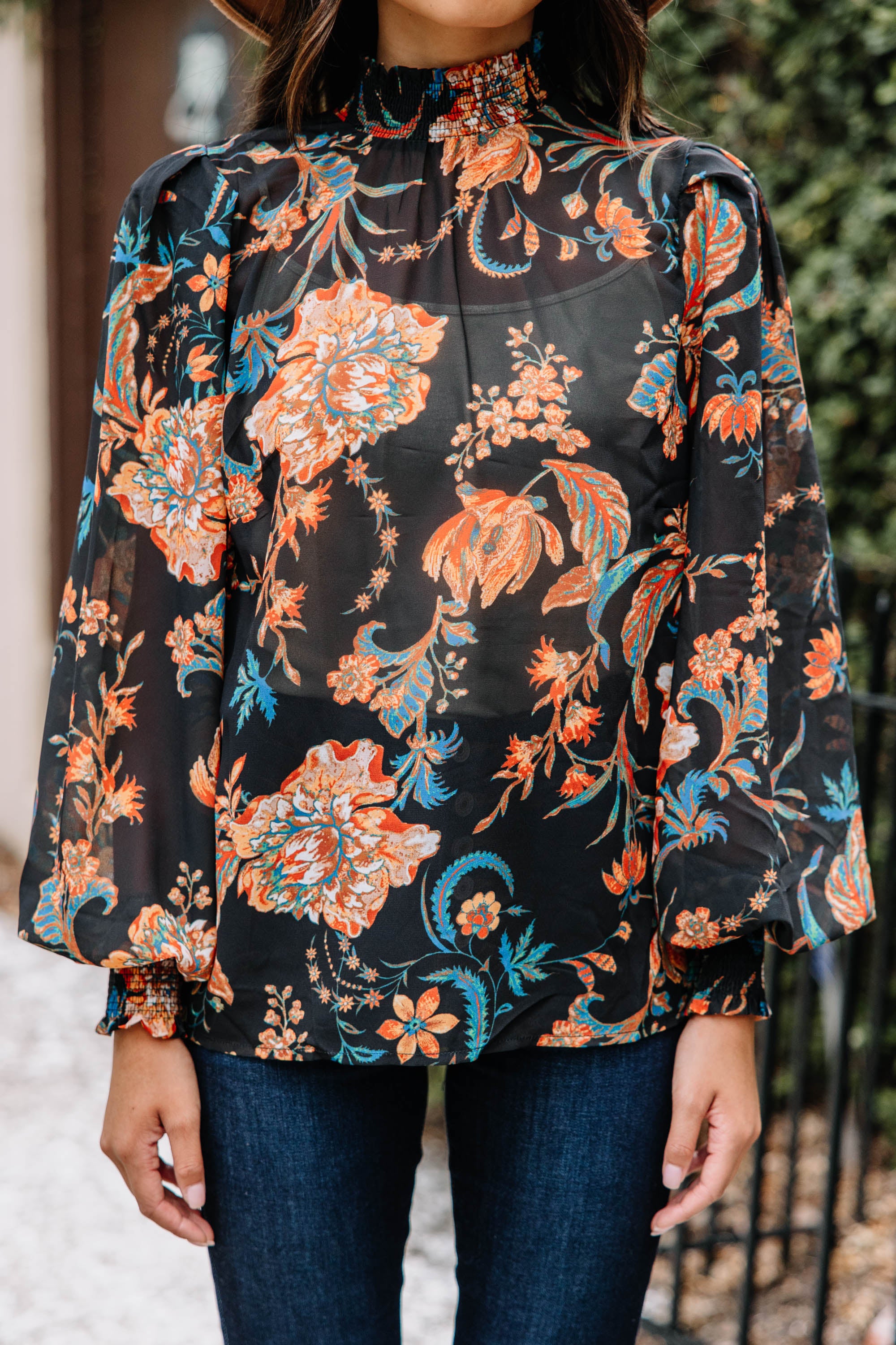 Gorgeous All I Need Black Floral Blouse