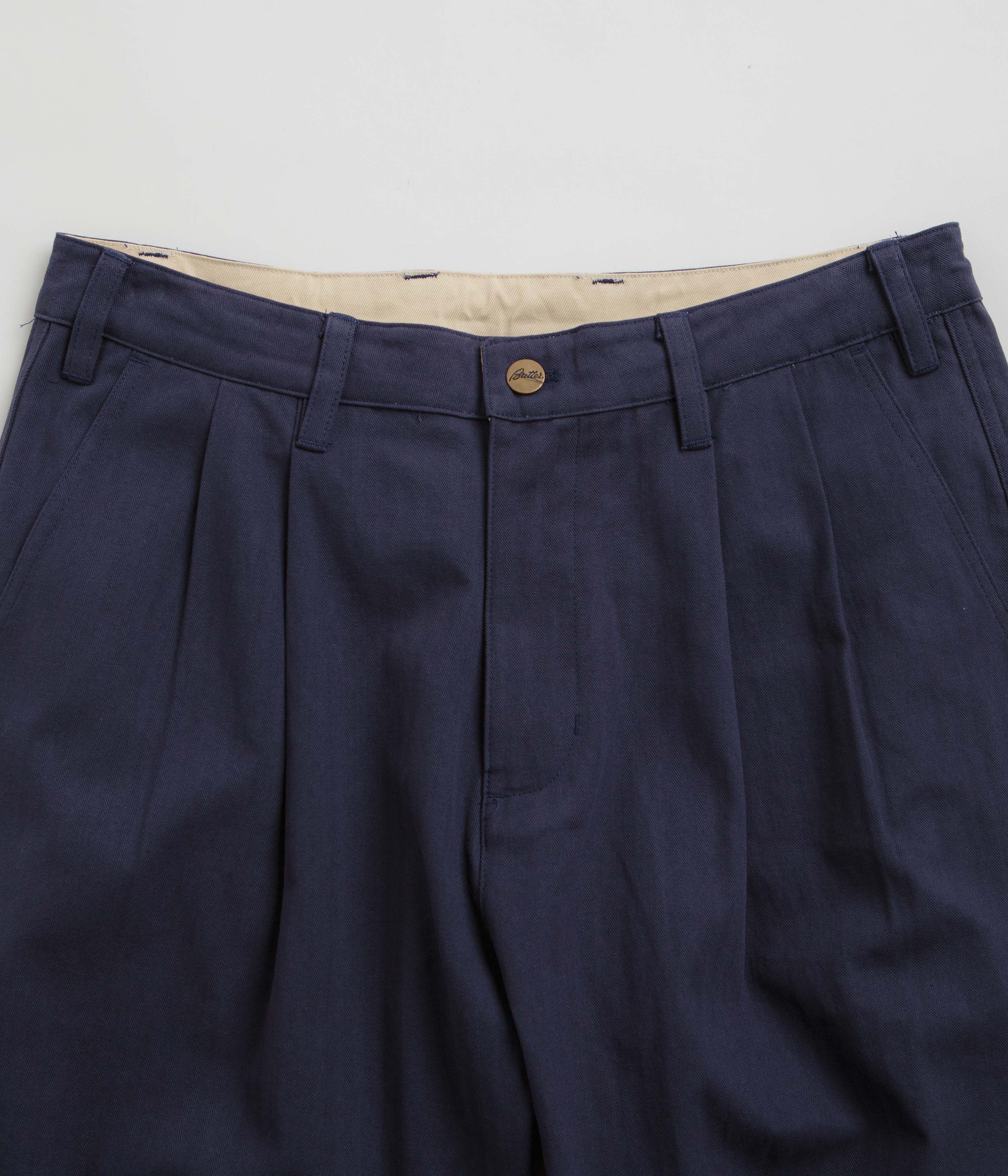 Navy Butter Goods Pleated Trousers - A Must - Have Fashion Item