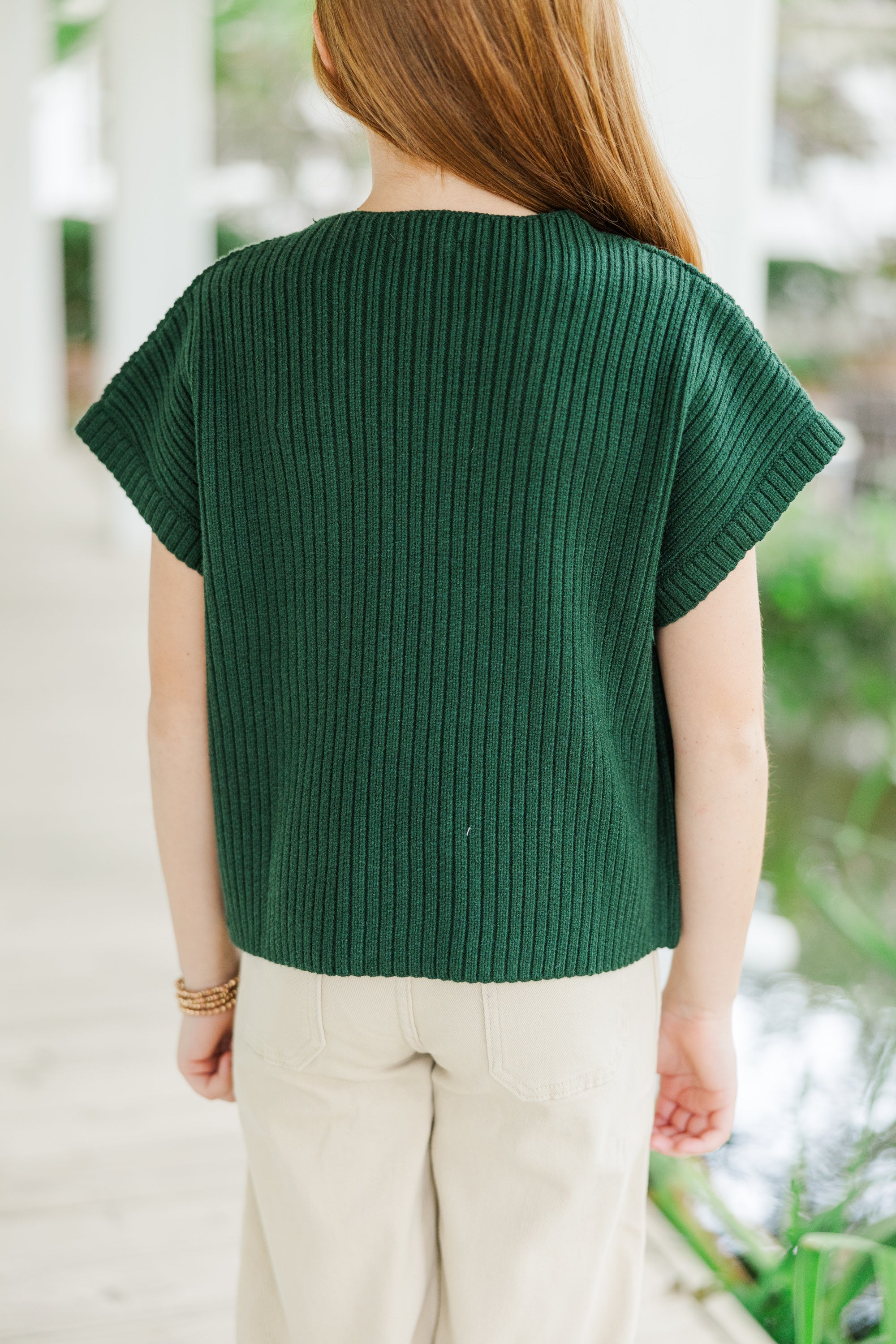 Girls' Must-Have Emerald Green Short Sleeve Sweater: Open Your Fashion World!