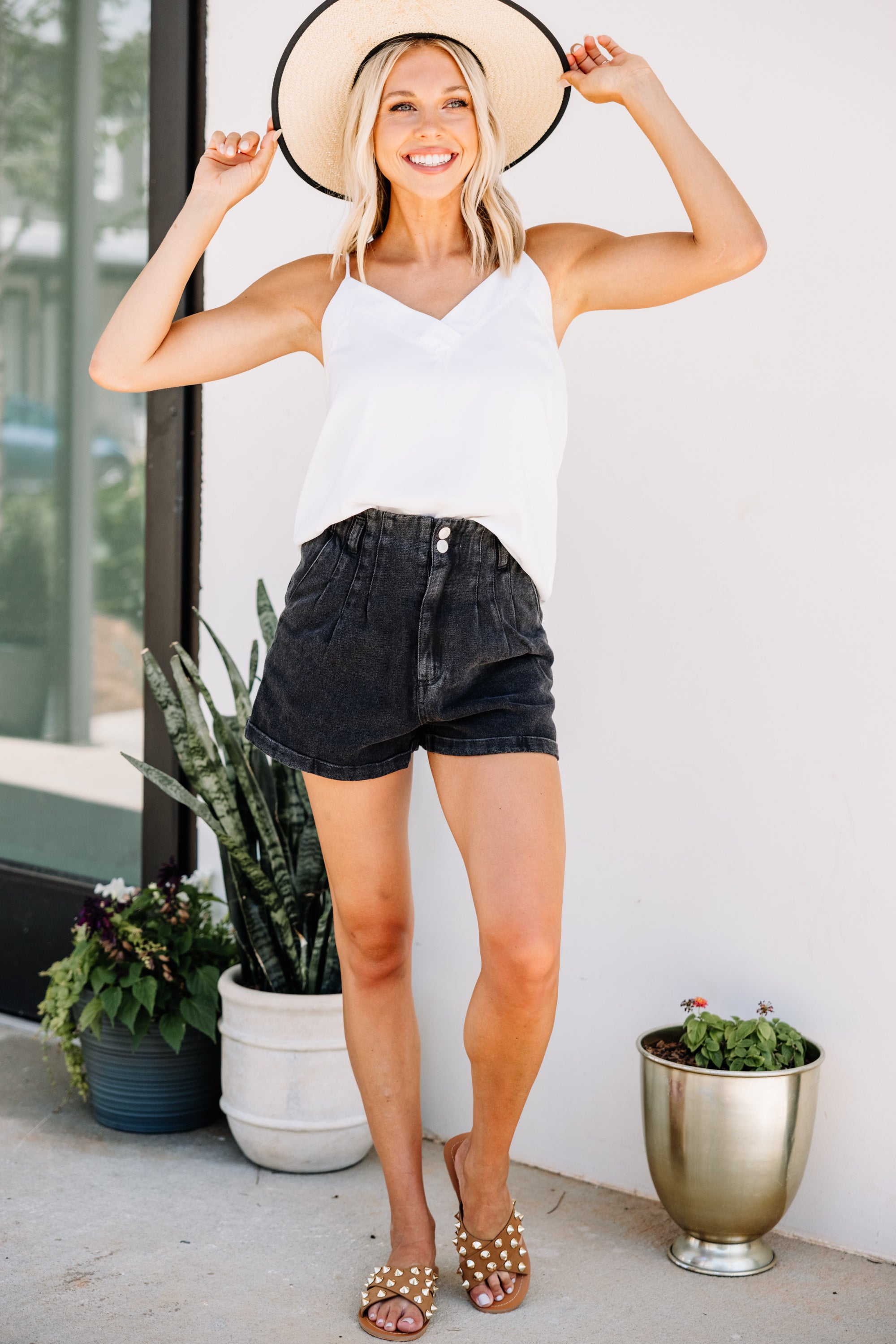 All I Really Need Classic Black Paper Bag Shorts - Summer Must-Have!