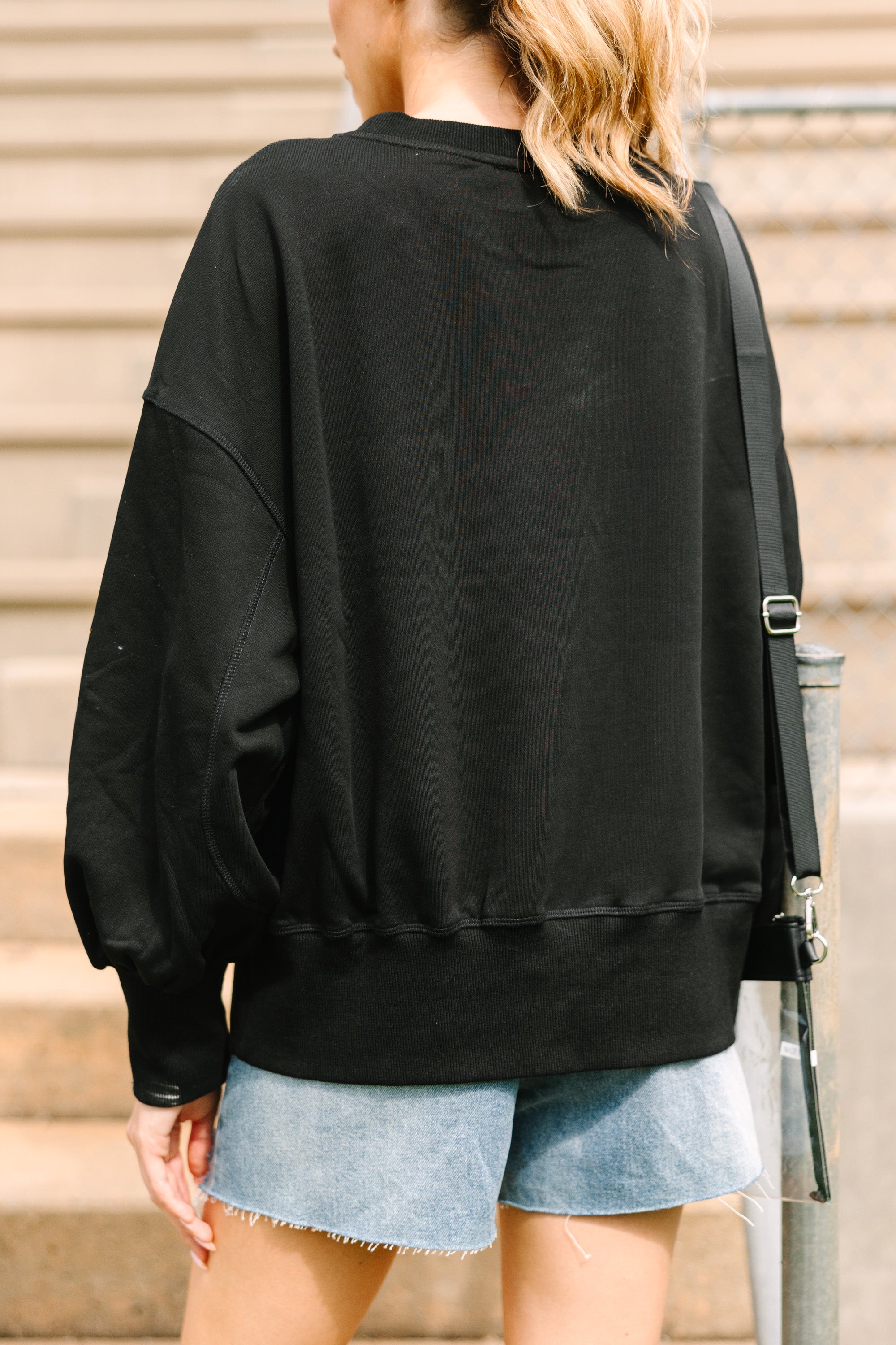 Exciting Gameday Black Embroidered Comfy Pullover